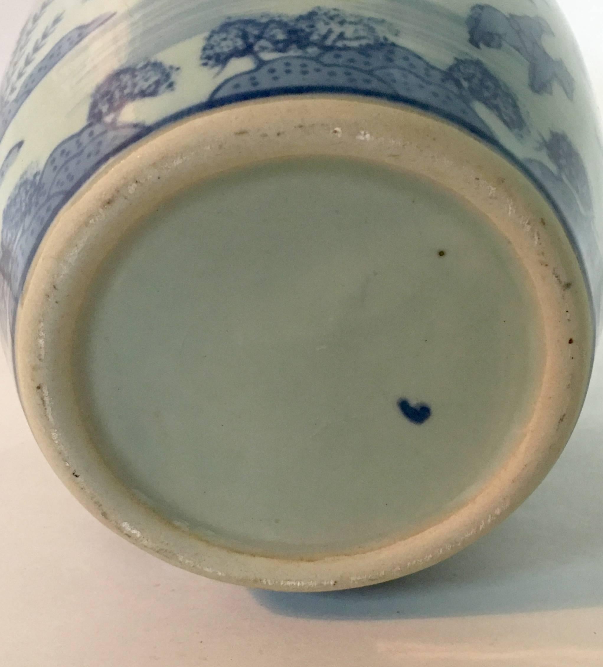 19th Century Asia Blue & White Ceramic Beverage Pitcher 2