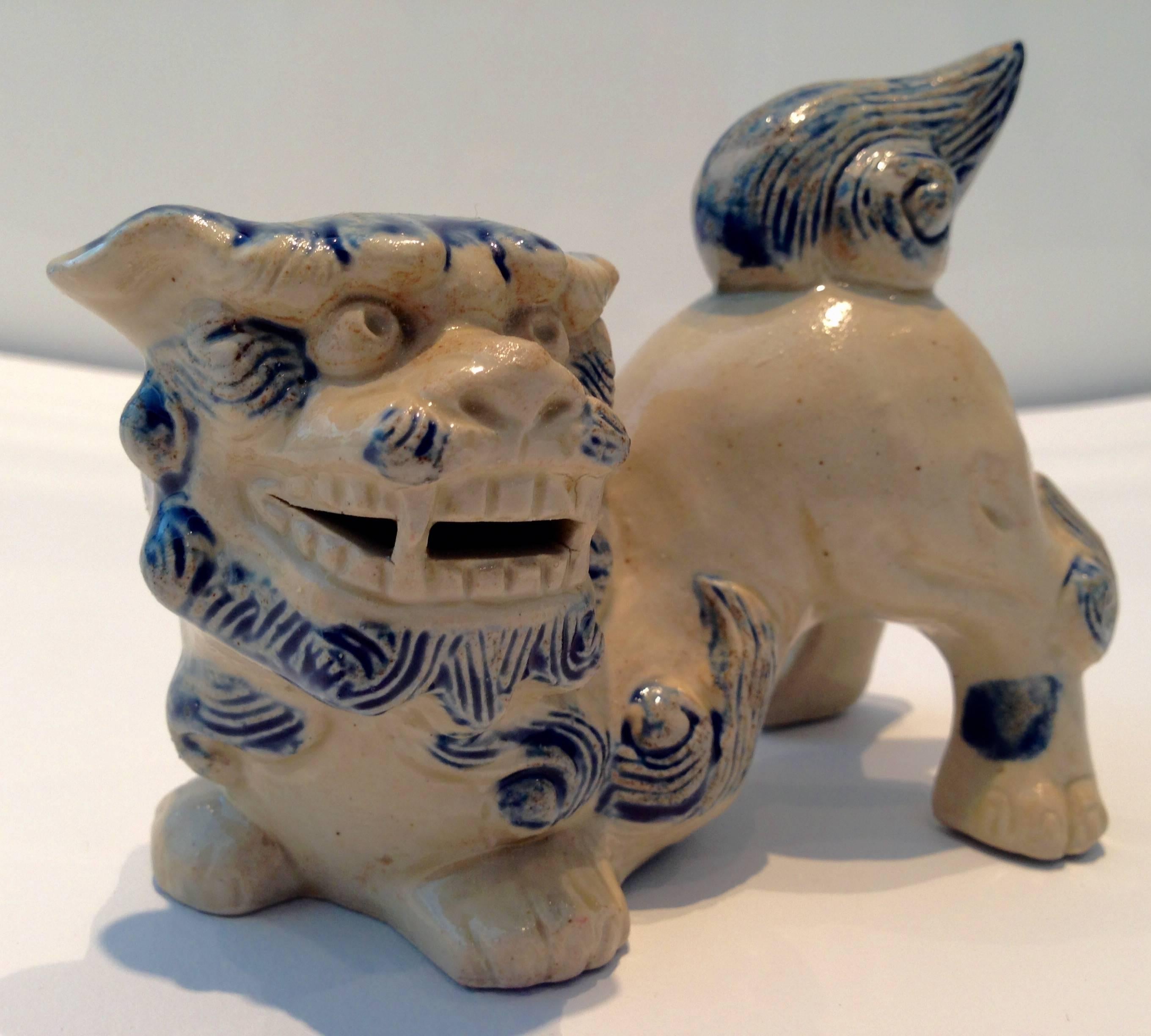 Chinese Export Pair of Antique Chinese Miniature Foo Dogs