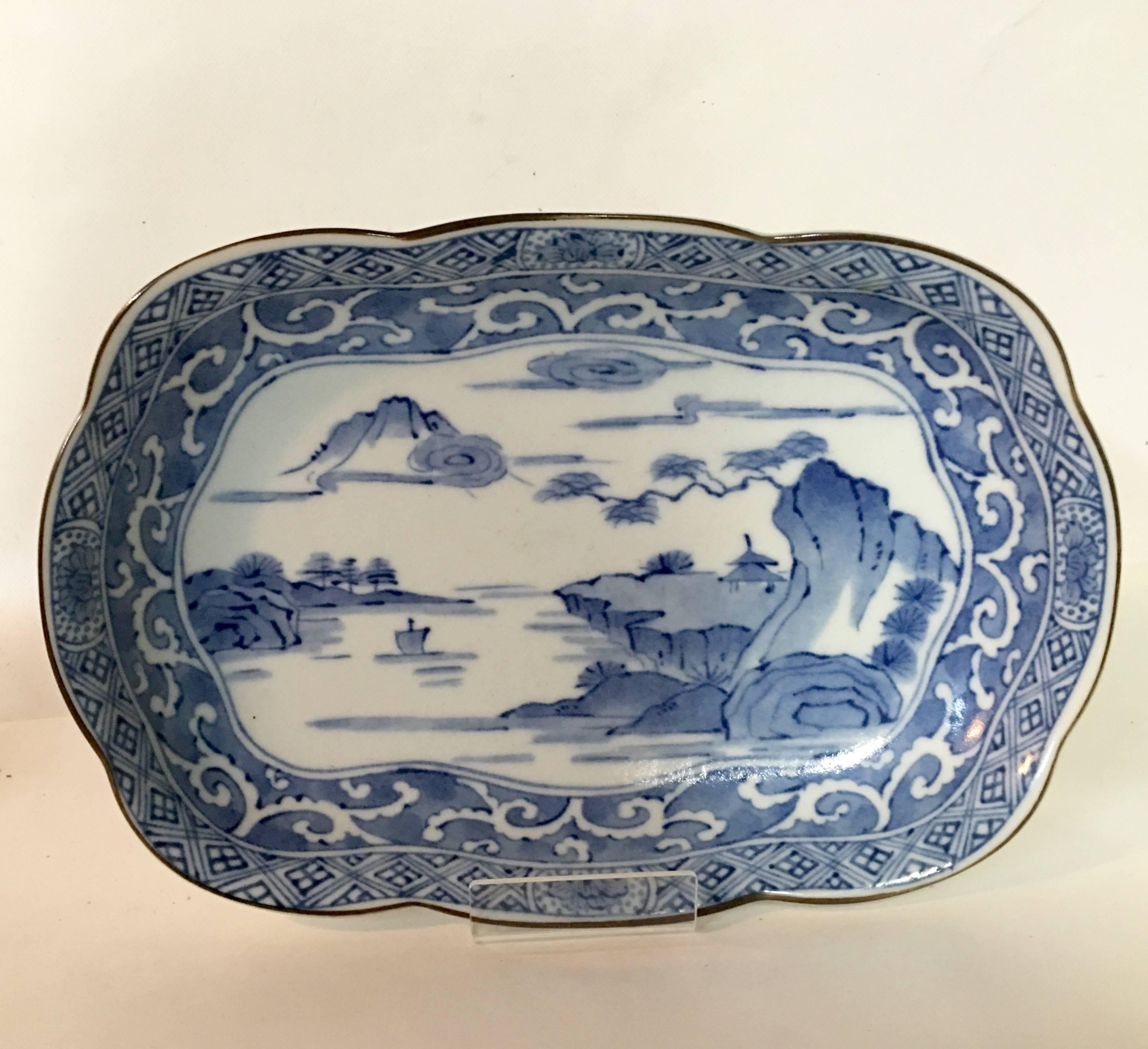 Pair of 19th Century Japanese Blue and White Platters In Excellent Condition In West Palm Beach, FL
