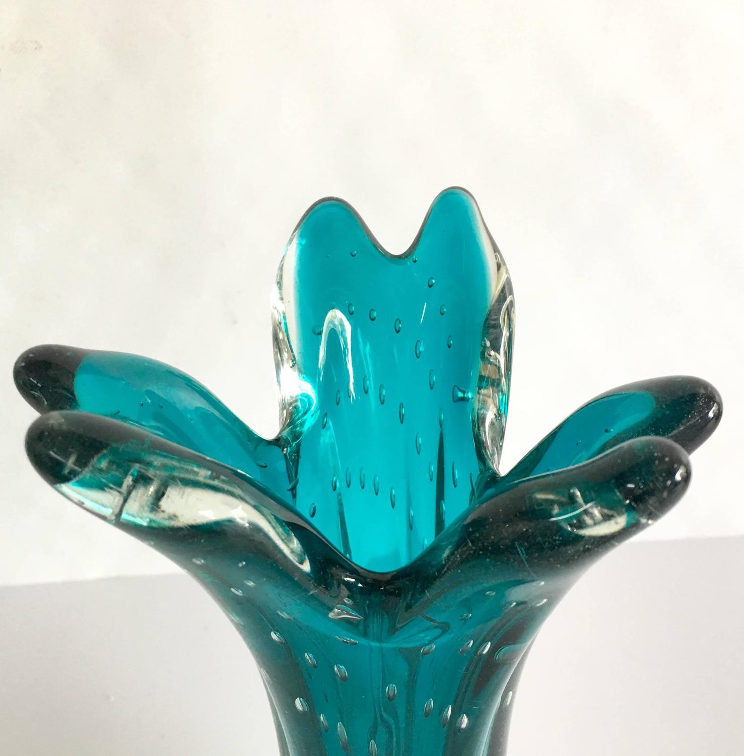 MidCentury Modern Murano Glass Bubbles 14" Vase at 1stdibs