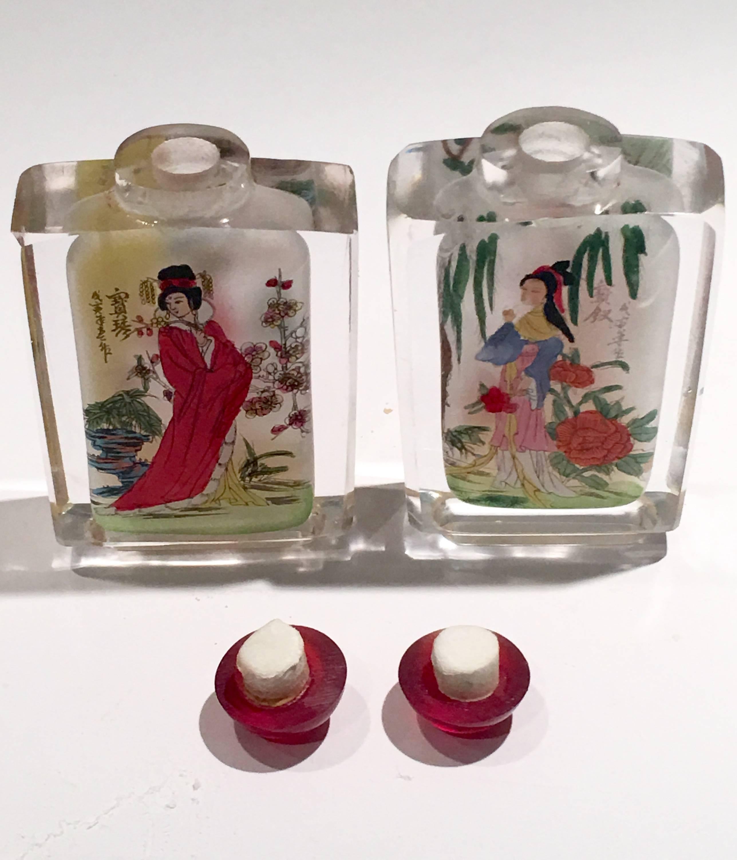 china painted glass bottles