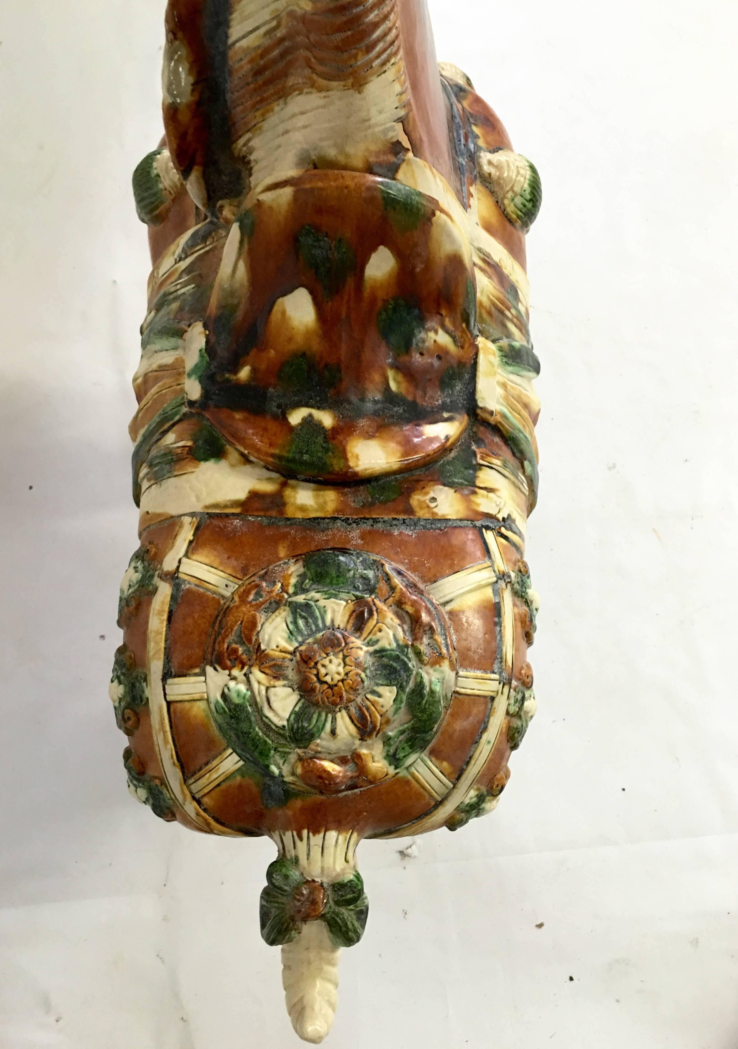 Mid-20th Century Pair of Tang Style Floor Size Sancai Glazed Terracotta Horses For Sale 2