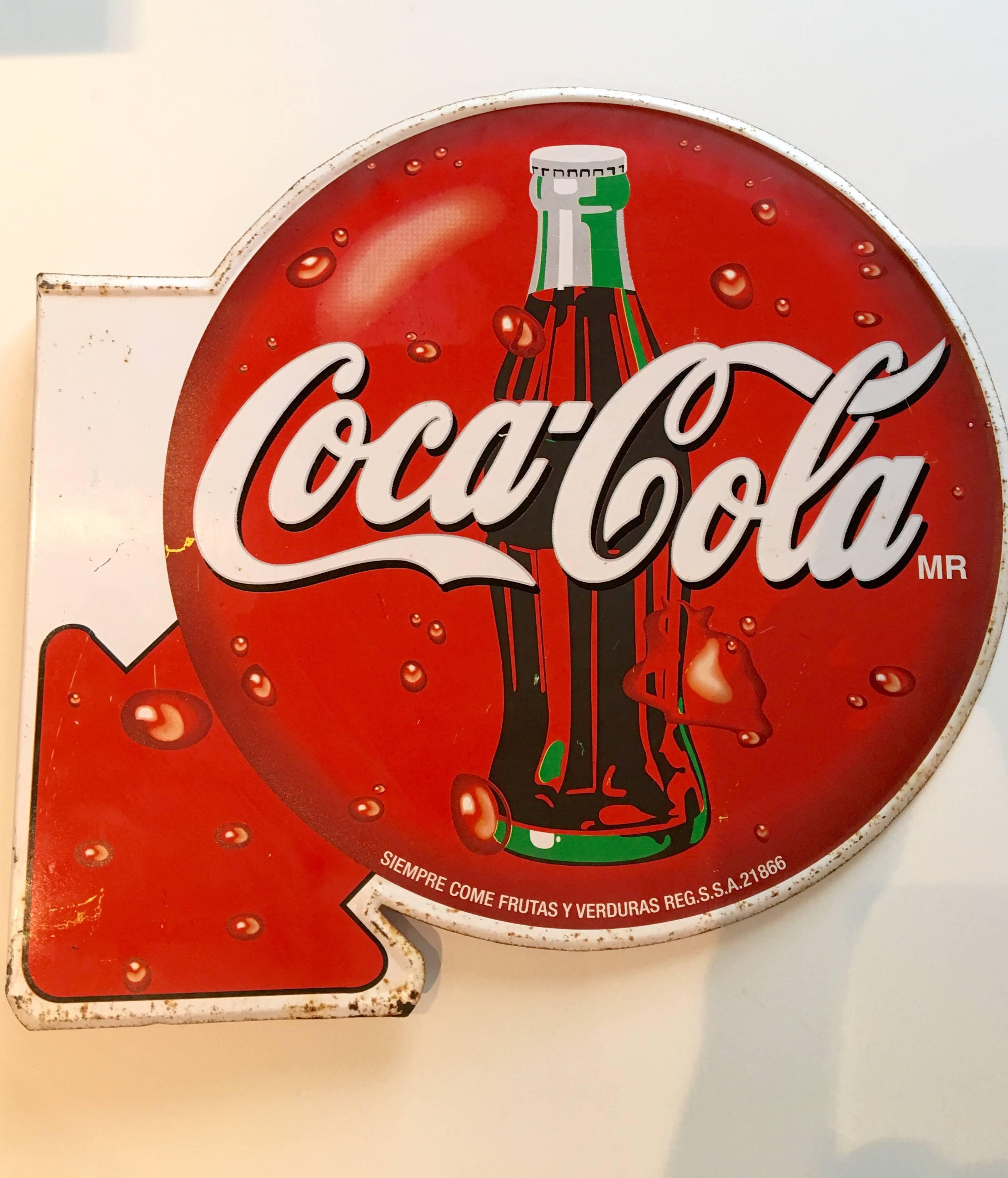 Vintage Coca - Cola Double-Sided Spanish Metal Advertising Sign-24