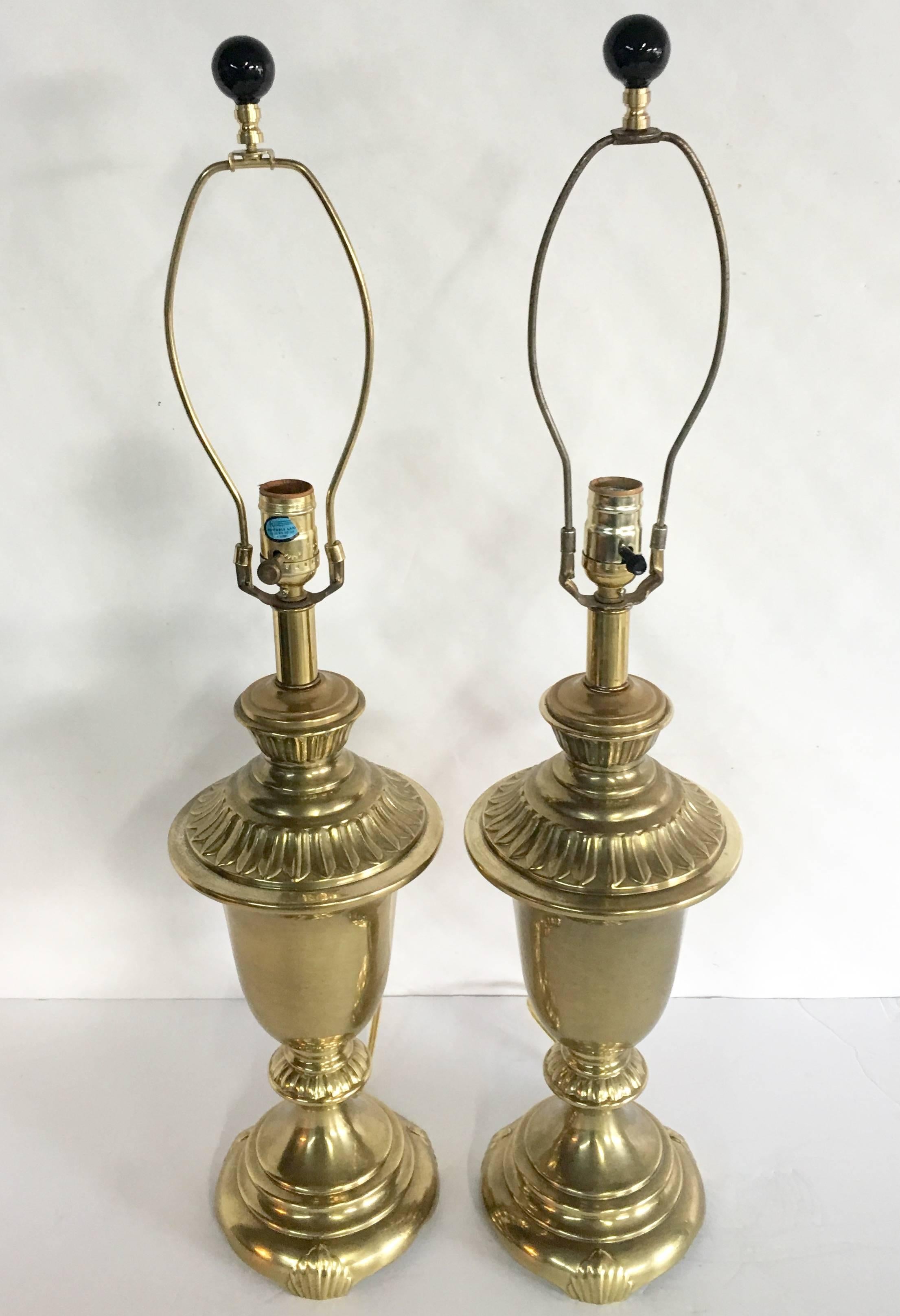 1960'S Pair Neoclassical Style Solid Brass 