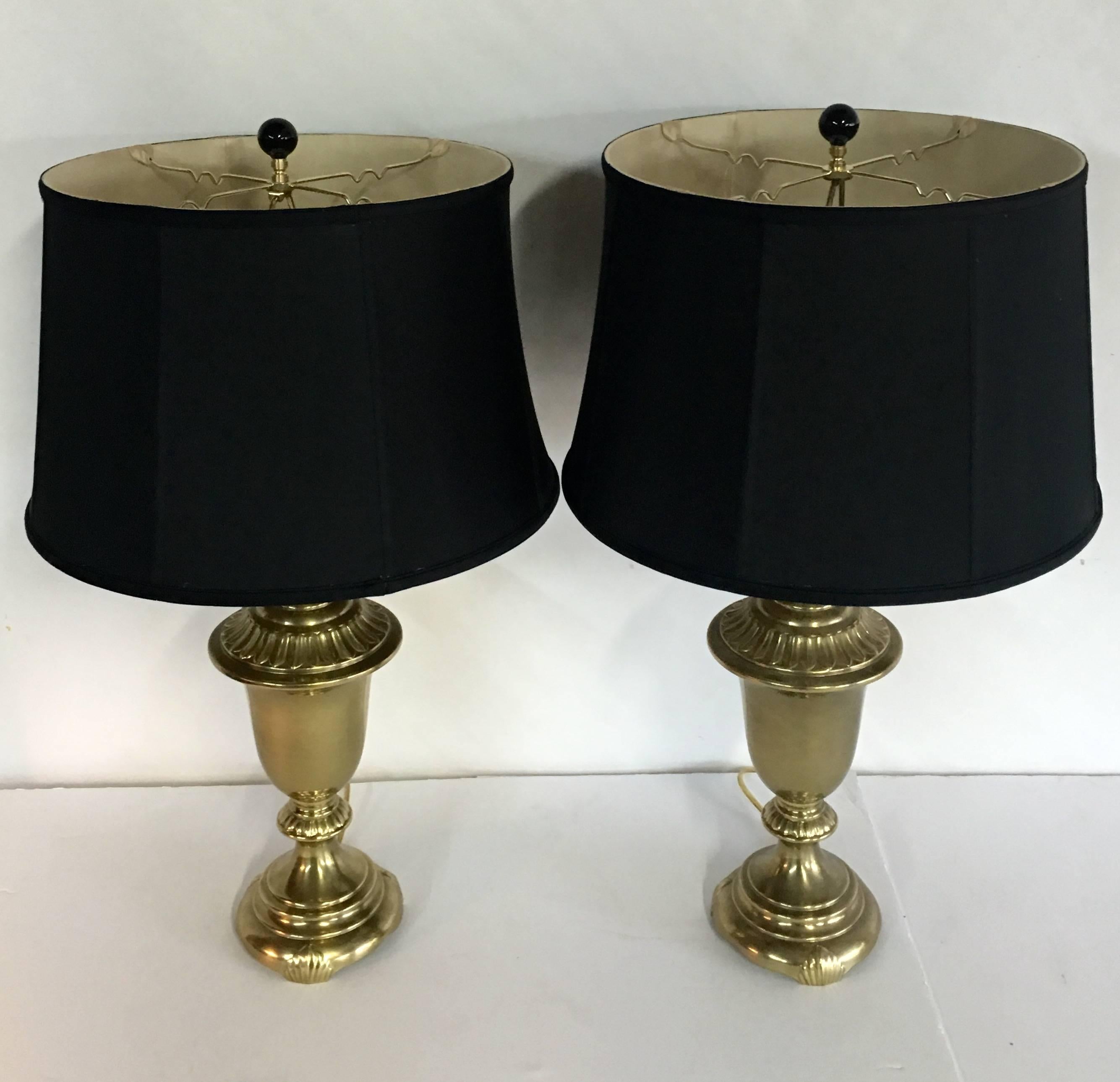 Hollywood Regency 1960'S Pair Neoclassical Style Solid Brass 