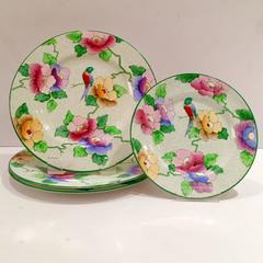 Antique Crown Staffordshire England "Blossom Time, " Set of 11