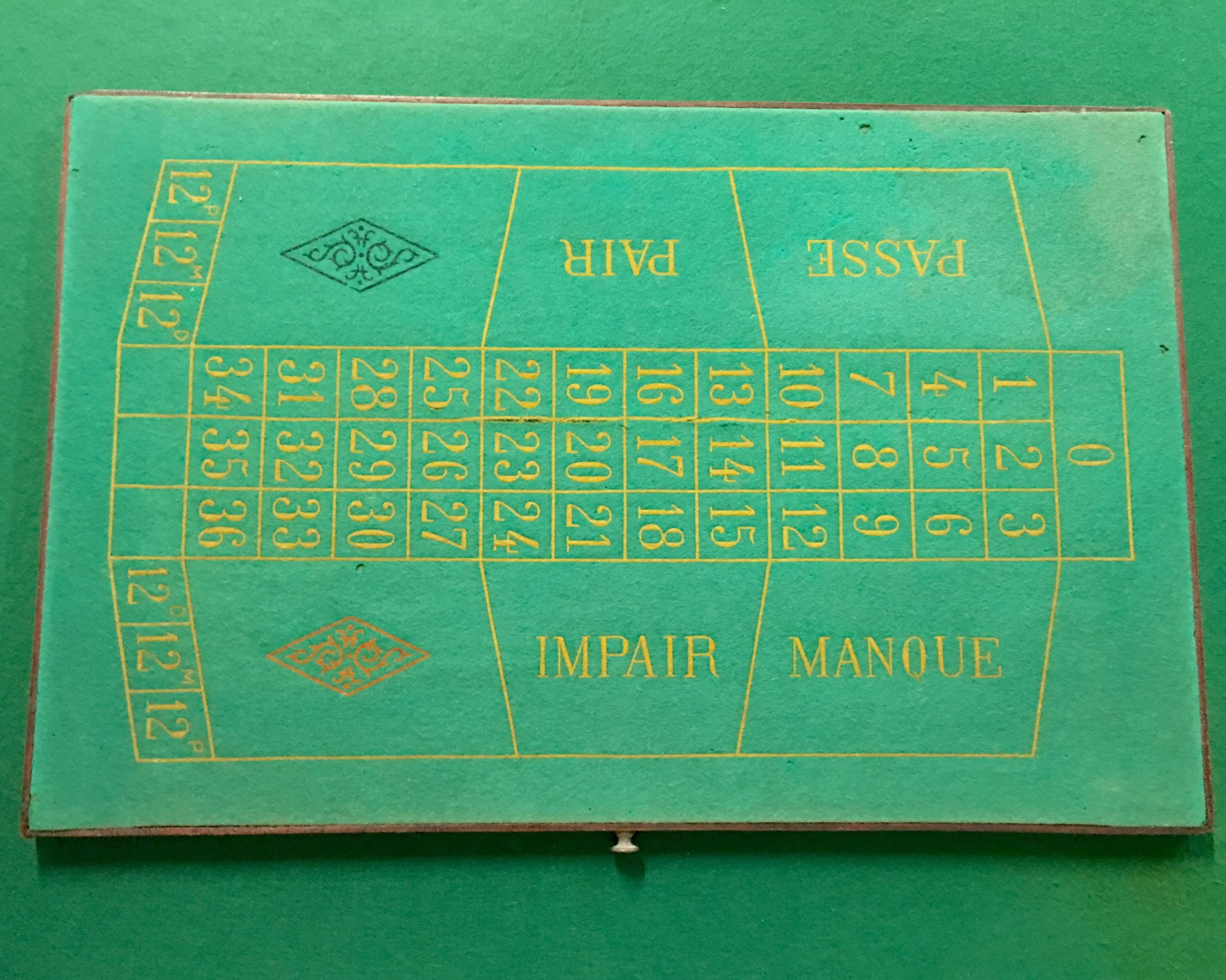 Brass 19th Century French Marquetry Backgammon and Roulette Games Table