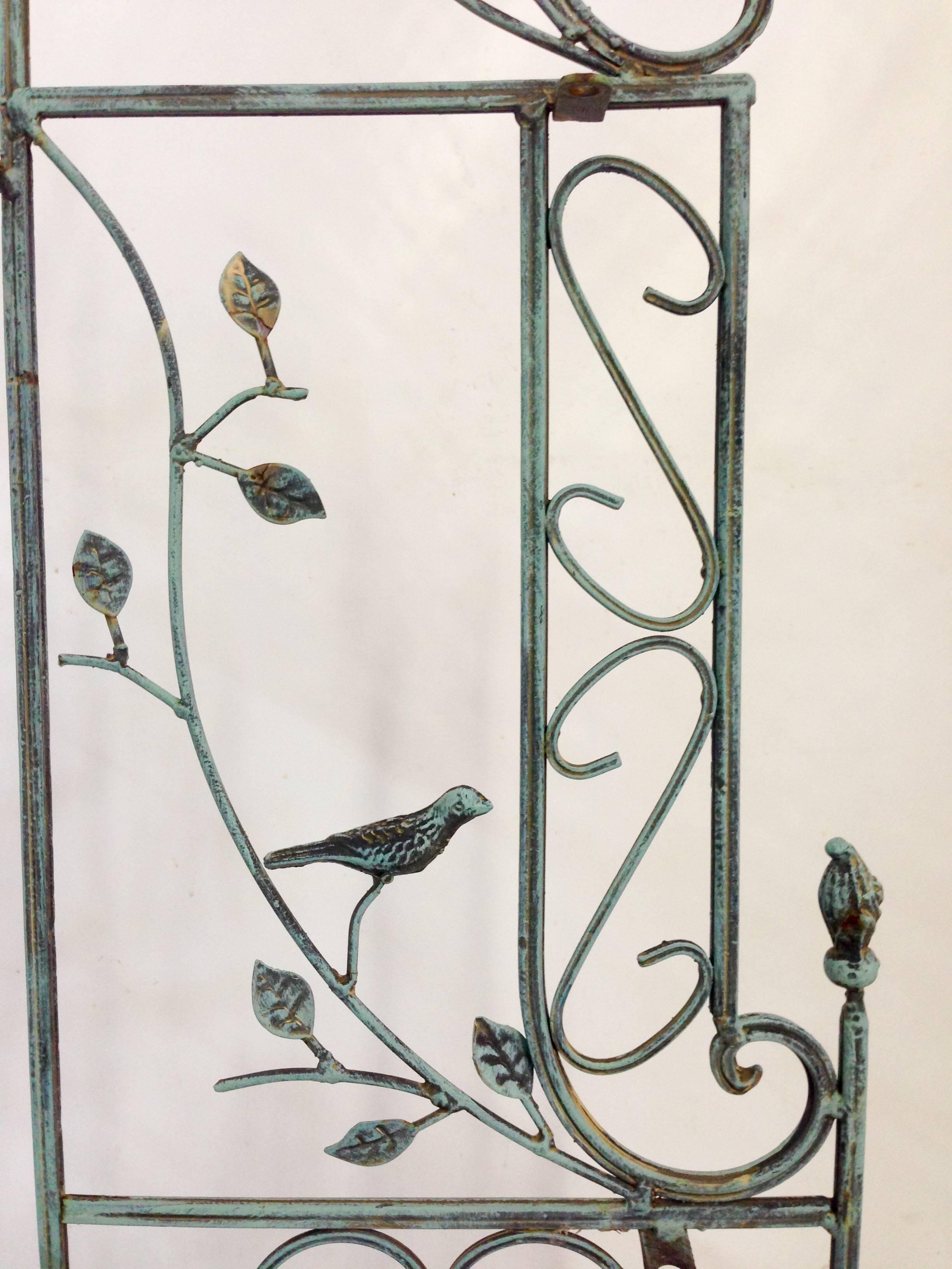 20th Century French Iron Three-Tier Corner Verdigris Bird Shelf
