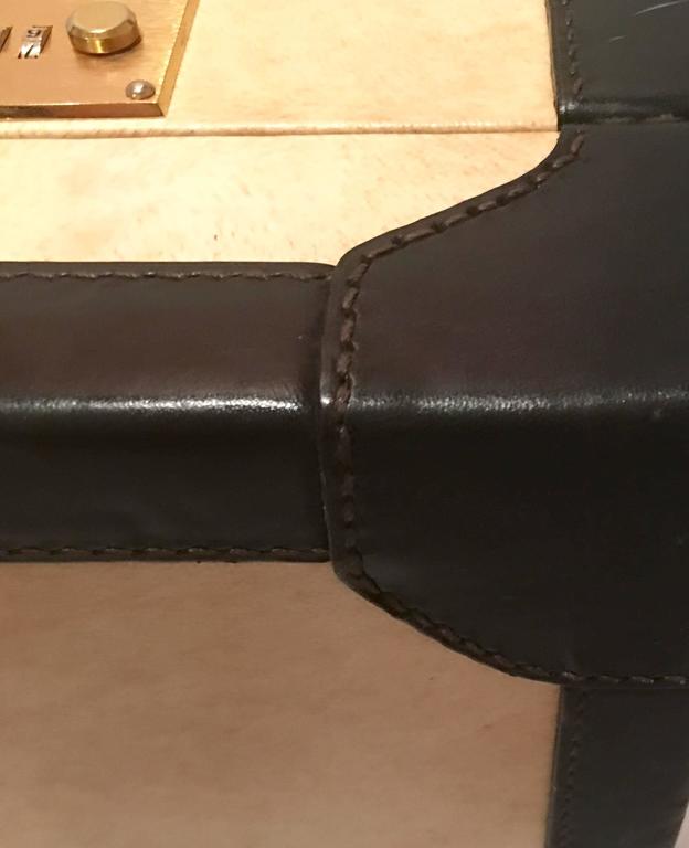 Vintage Italian Vellum and Leather Suitcase Made for Barney's New York at 1stDibs