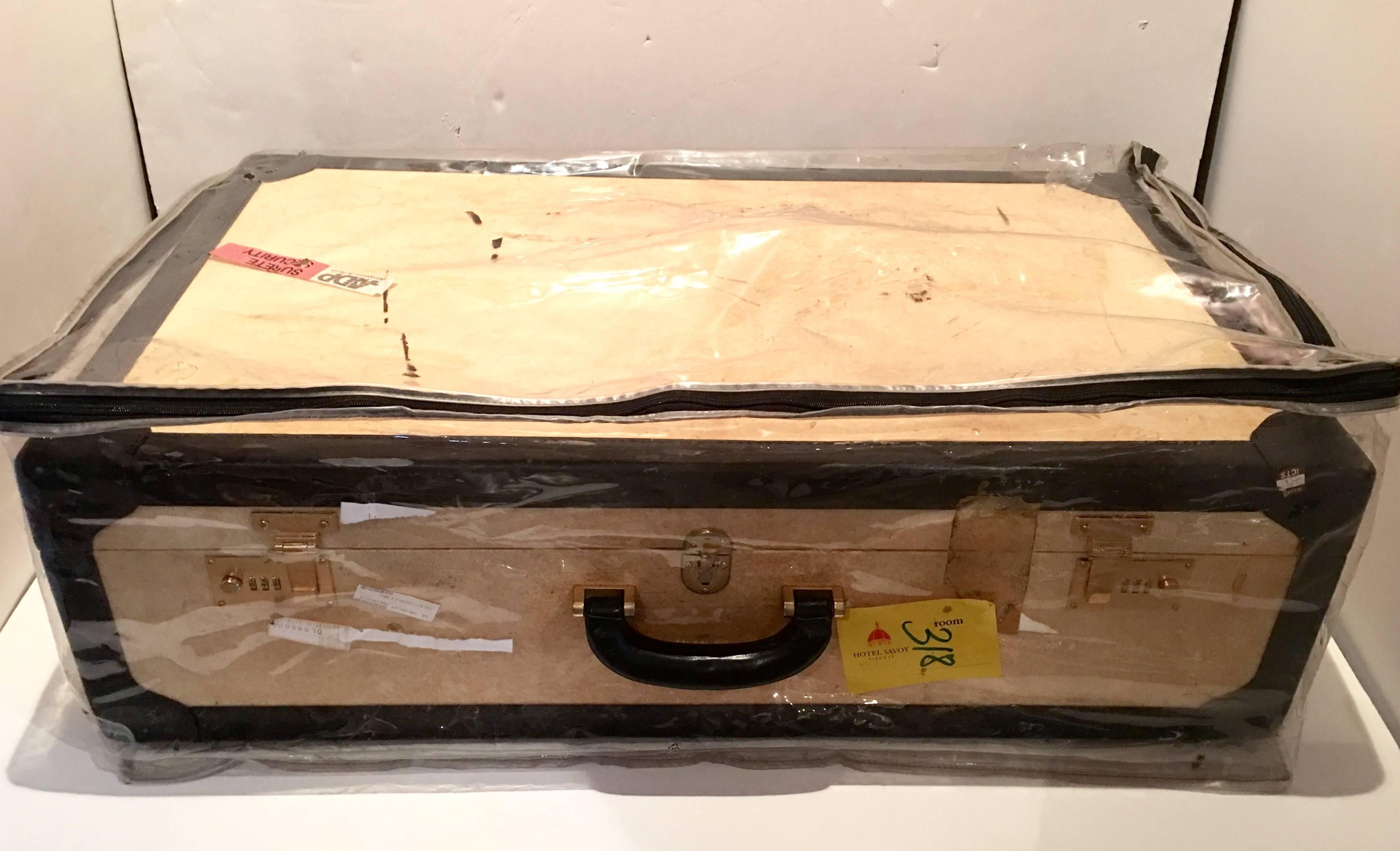 Vintage Italian Vellum and Leather Suitcase Made for Barney's New York 2