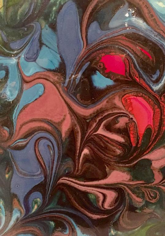 Original Enamel on Metal Abstract Painting, Signed For Sale at 1stdibs