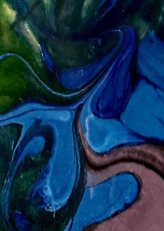 Original Enamel on Metal Abstract Painting, Signed For Sale at 1stdibs