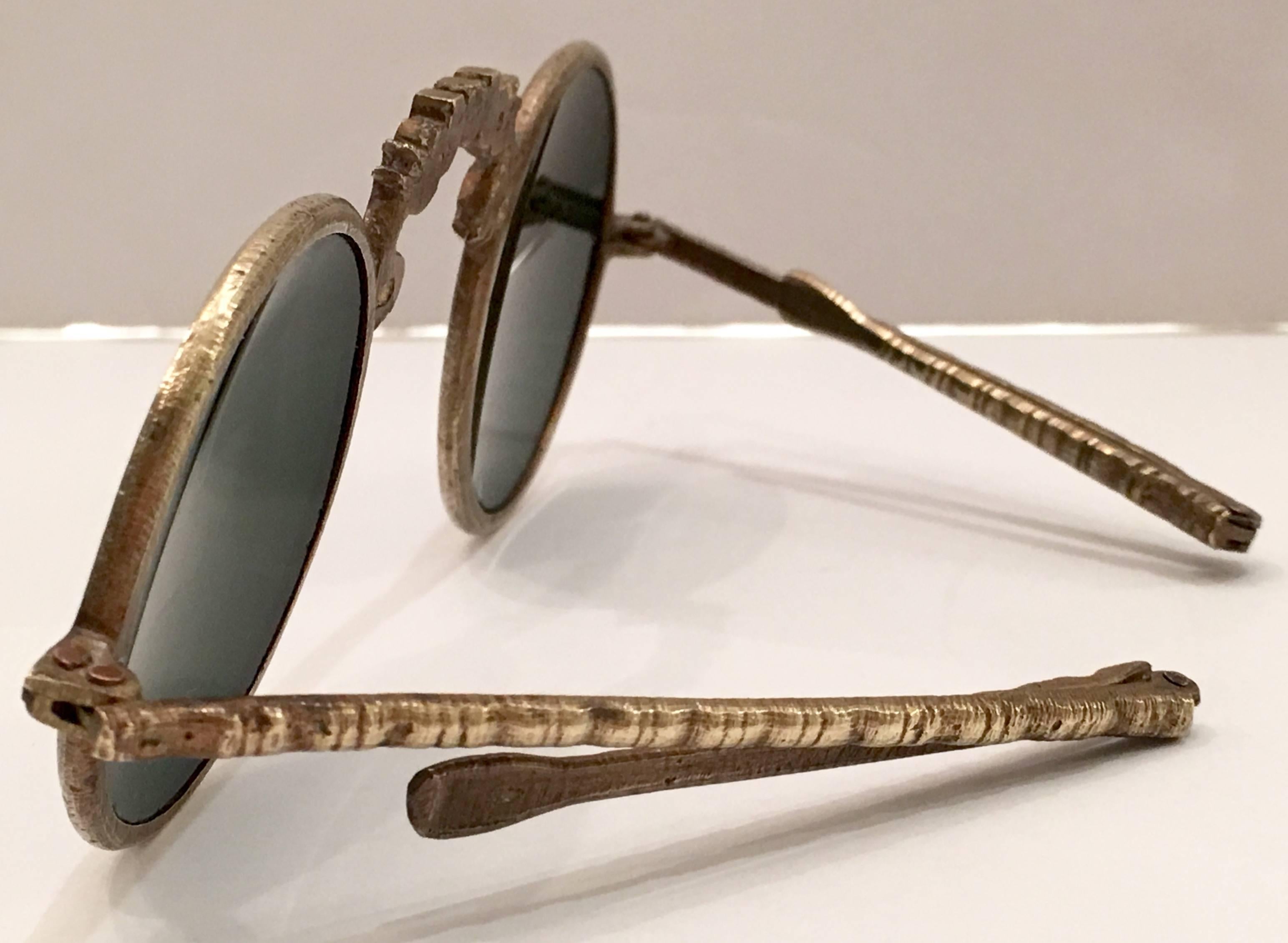 18th Century and Earlier 19th Century Chinese Brass Steampunk Folding Sunglasses