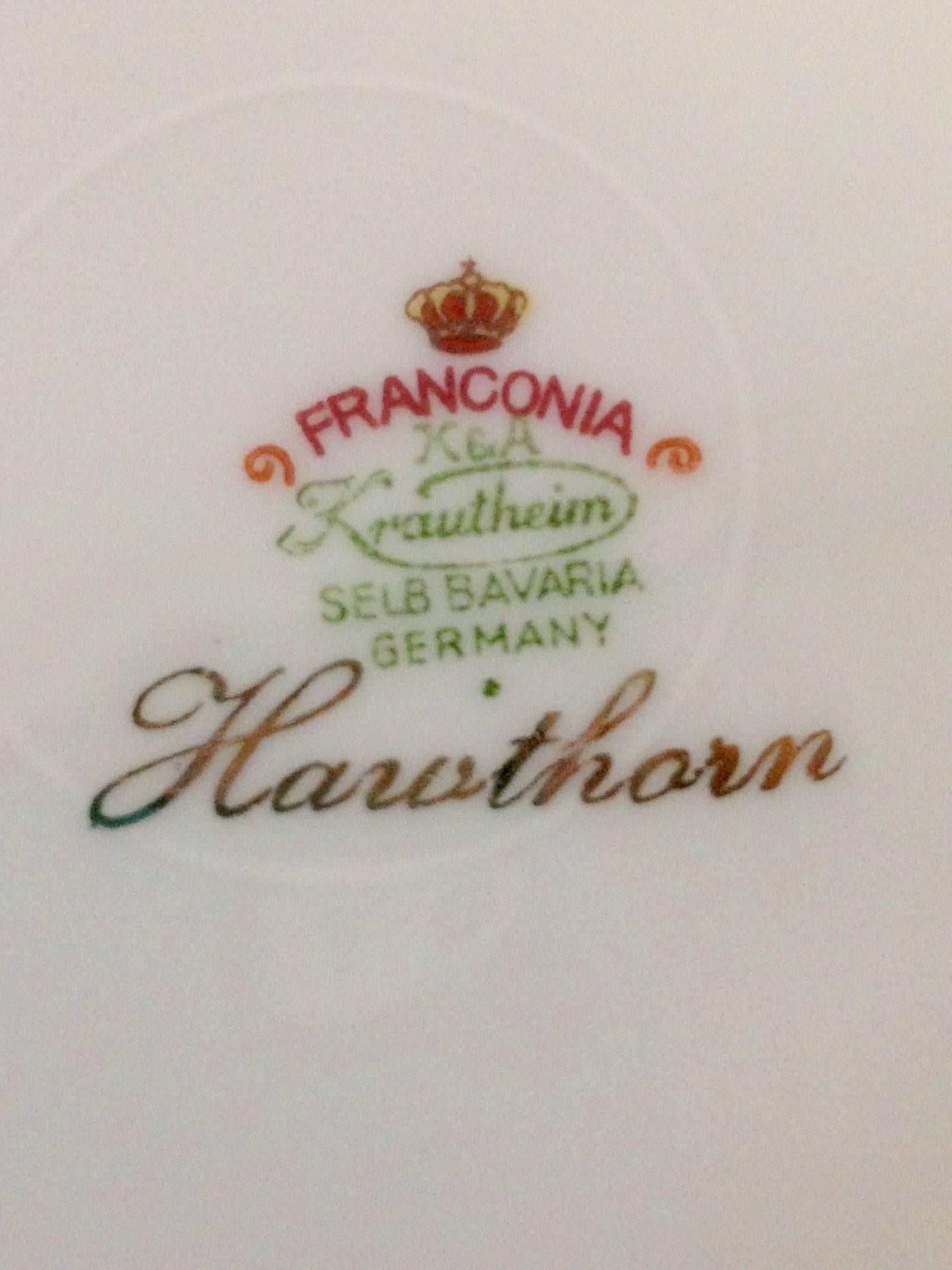 Hand-Painted 32-Piece Set of German Hawthorn by Franconia-Krautheim Porcelain