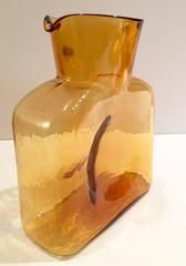 Set of Seven Blenko Glass Amber Pitcher and Glasses Drink Set