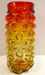 1960s Blenko Glass Amberina Bubble Oval Vase by Wayne Husted