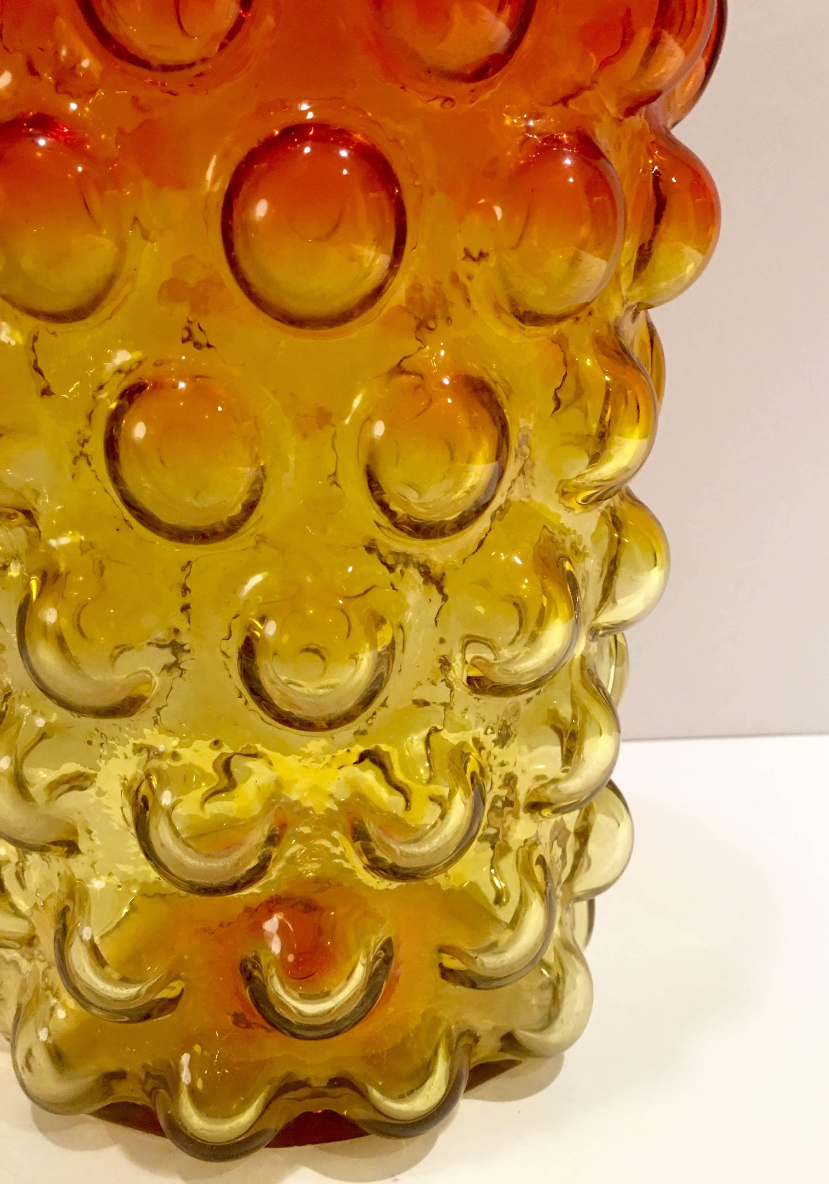 Mid-Century Modern 1960s Blenko Glass Amberina Bubble Oval Vase by Wayne Husted