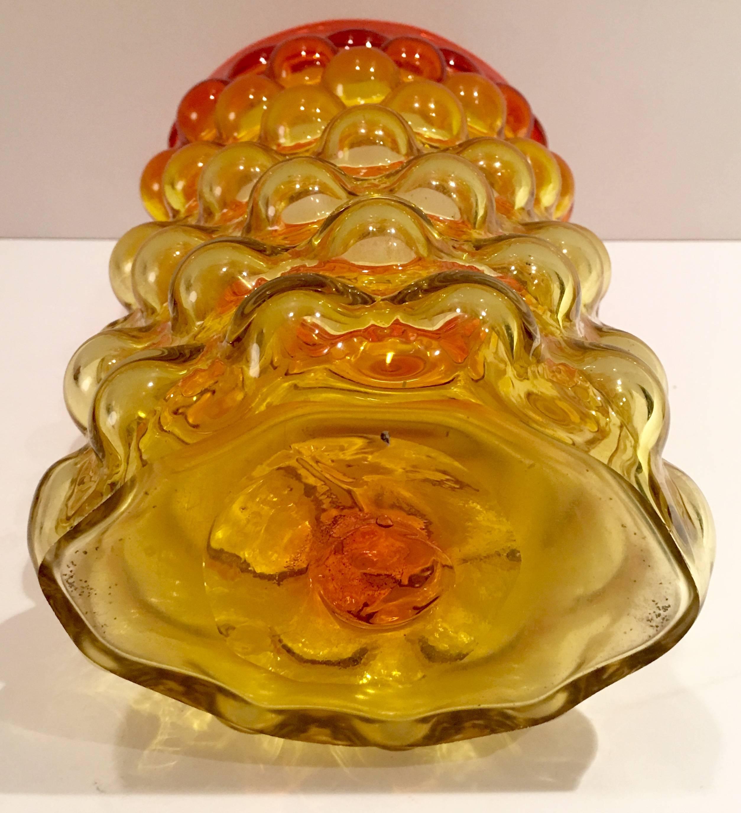 American 1960s Blenko Glass Amberina Bubble Oval Vase by Wayne Husted