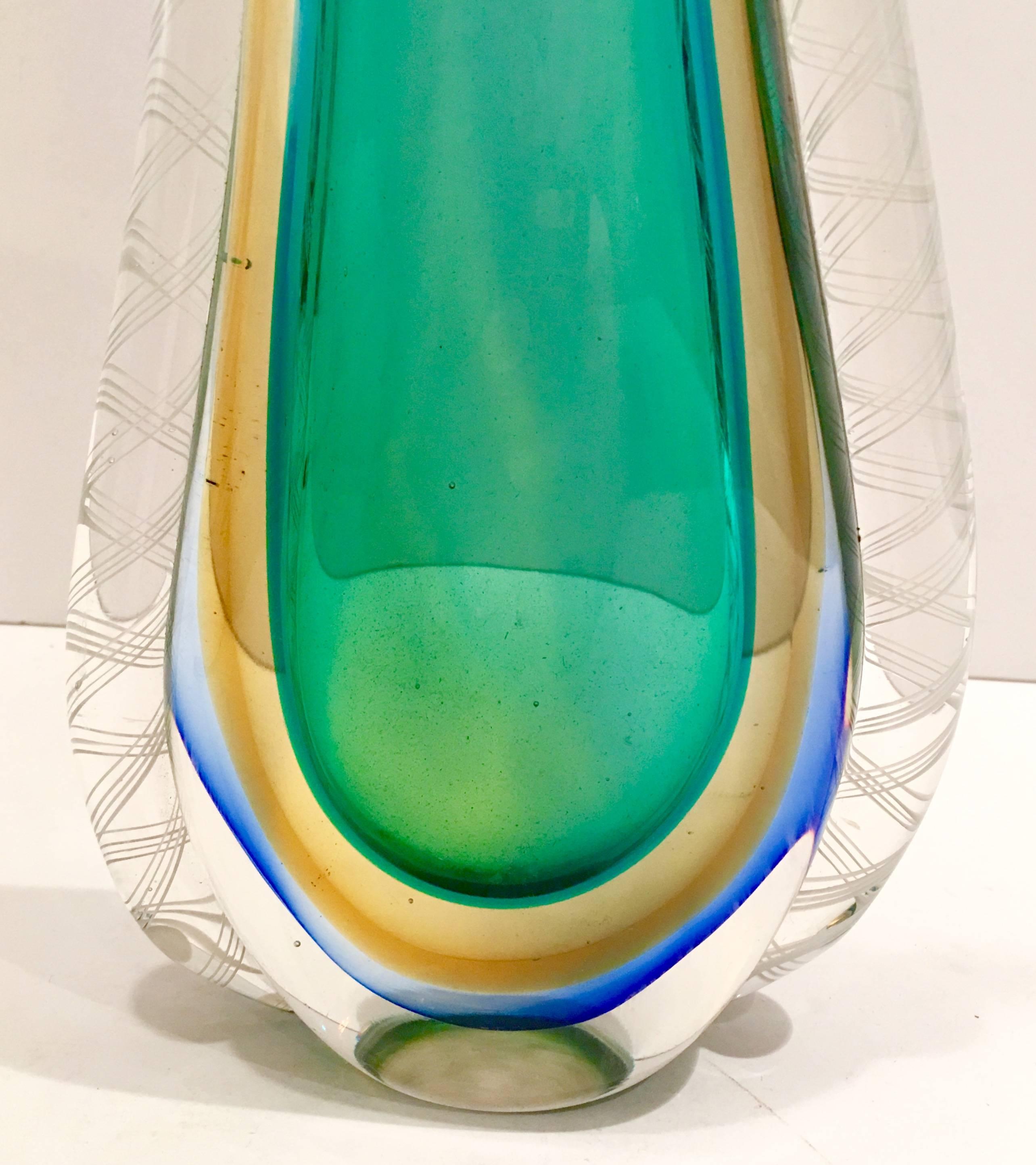 Italian Murano Glass Organic Modern Sommerso Four Layer Vase In Excellent Condition In West Palm Beach, FL