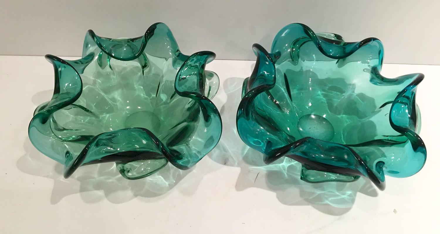 1950s Pair of Italian Murano Glass Bowls For Sale at 1stdibs