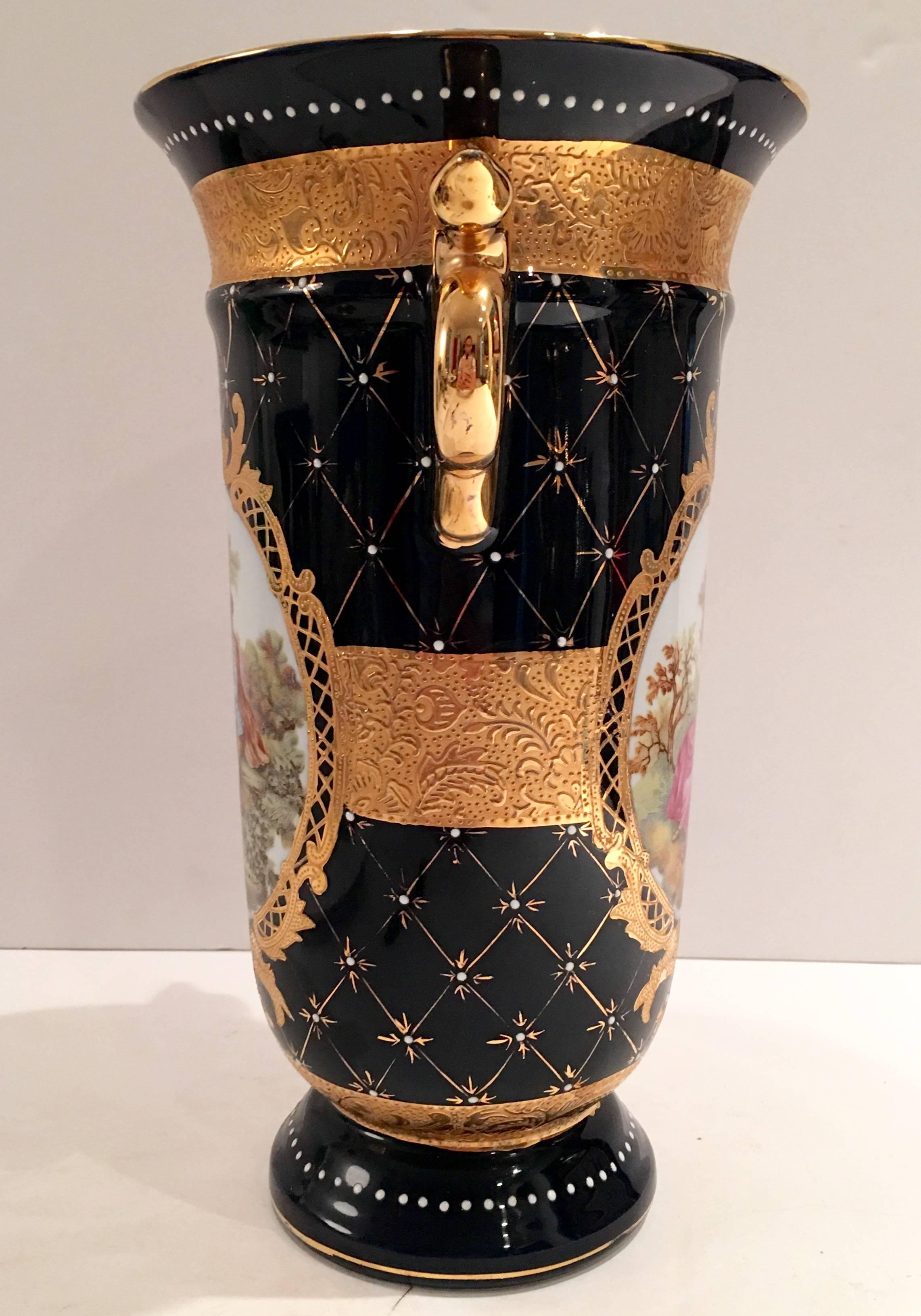 limoges blue and gold vase