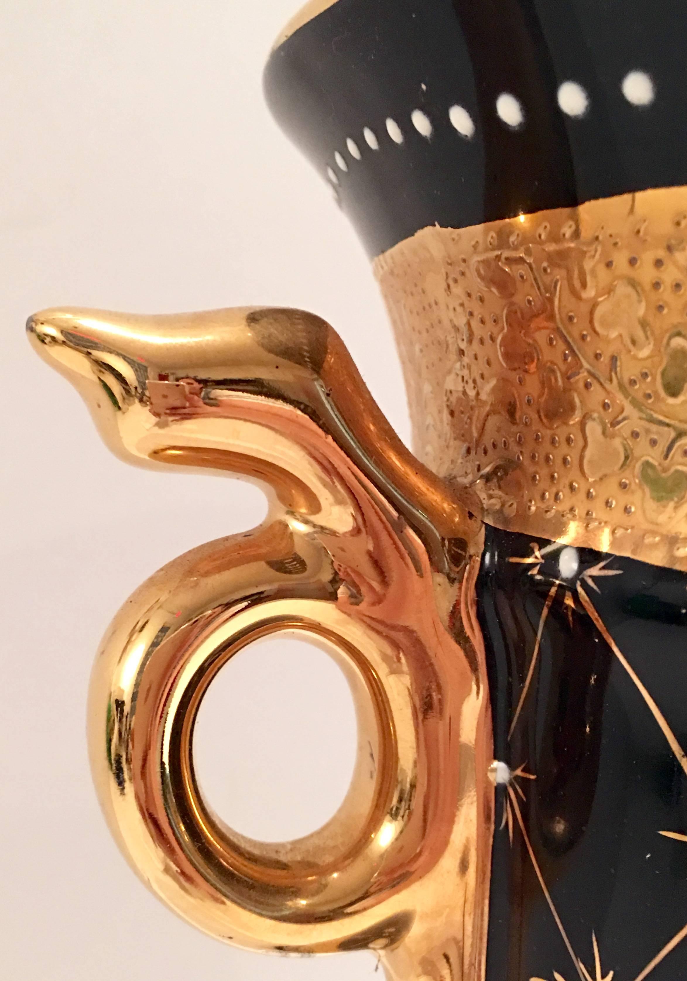 Chinese Limoges Cobalt French Sevres Style 22-Karat Gold  Vase