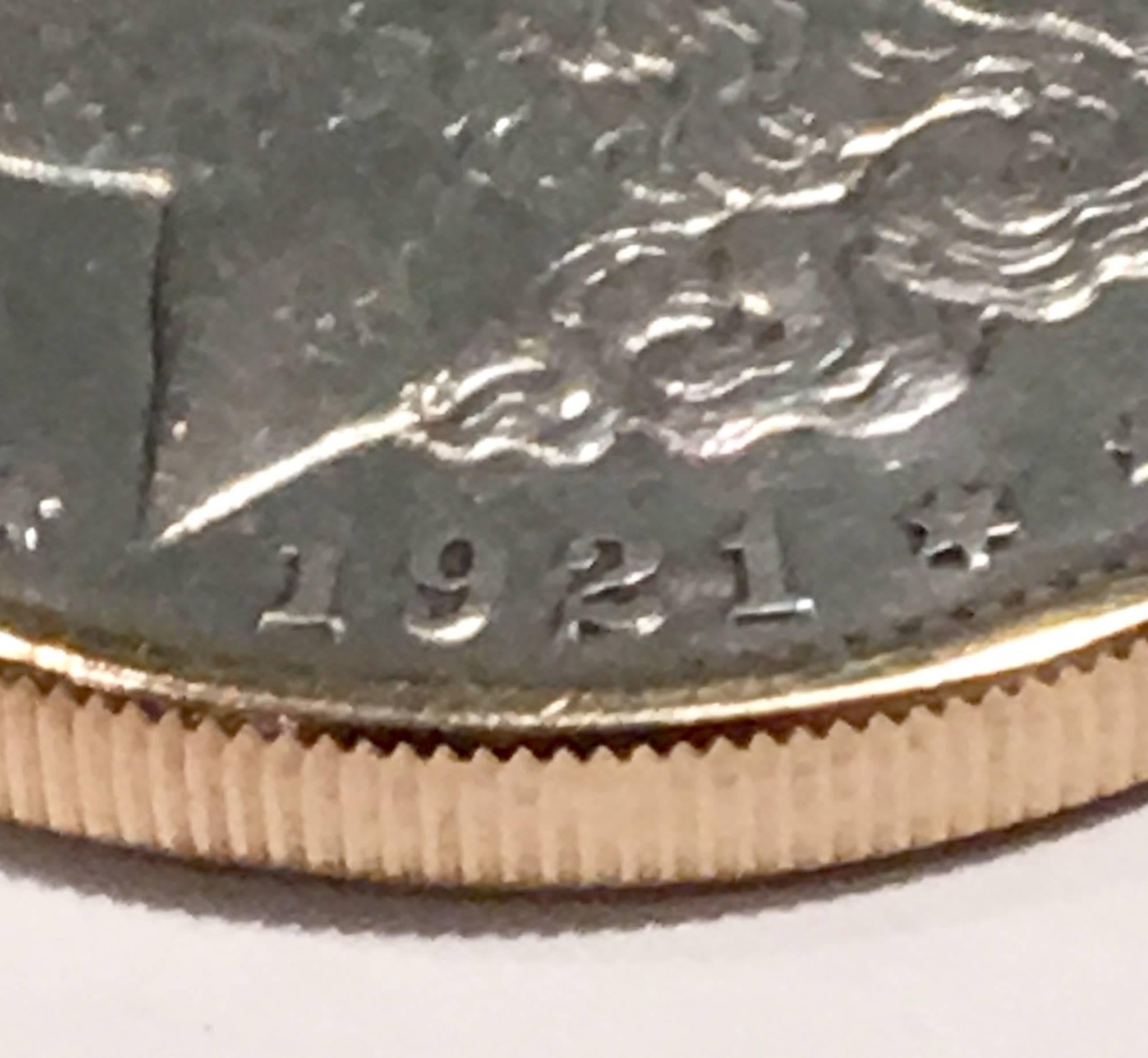 1921 US Morgan Silver Dollar & 14-Karat Gold Pendant 2
