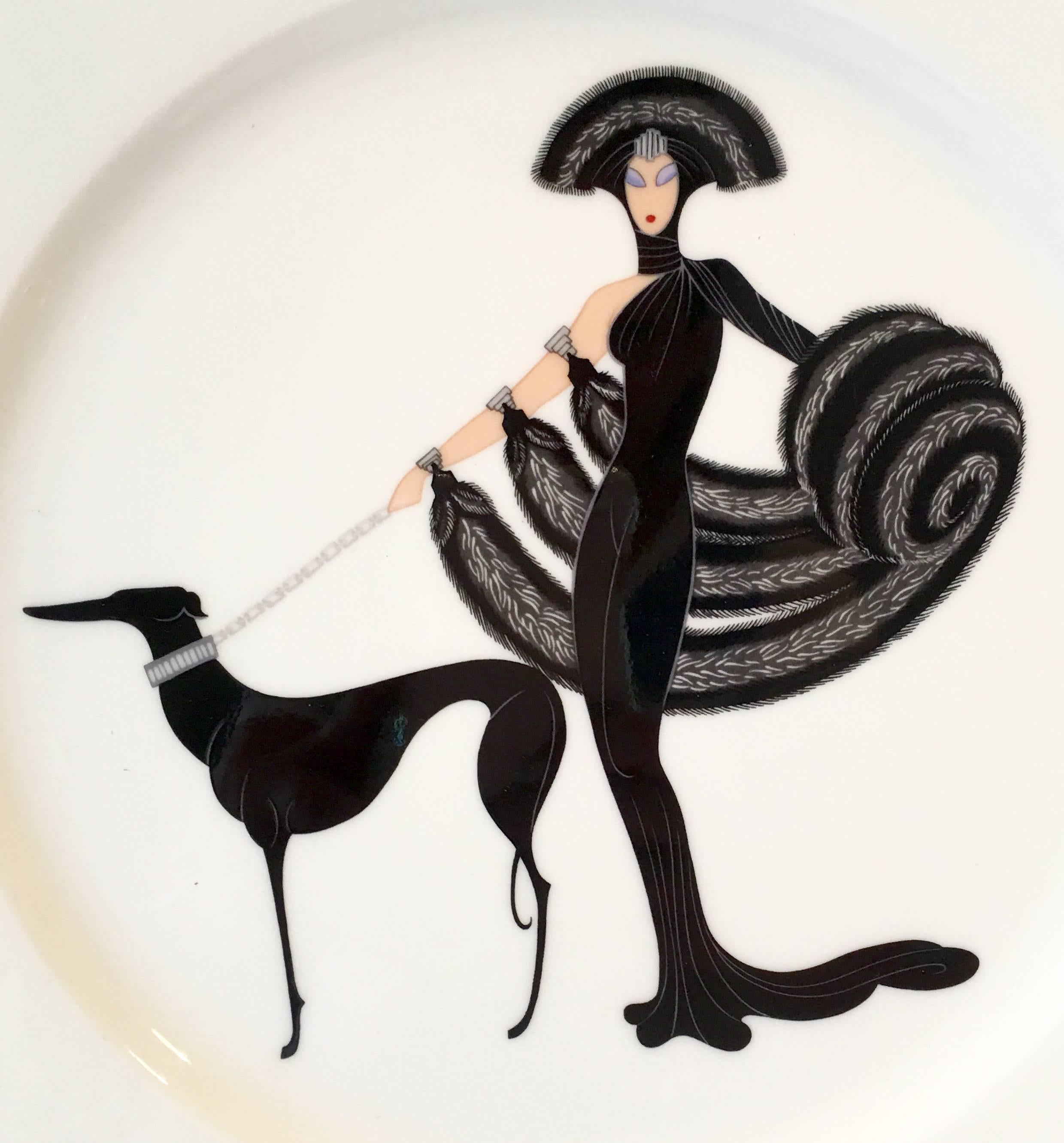 Vintage Art Deco motif bone china 22-karat gold detail collector’s edition by, Erte, 