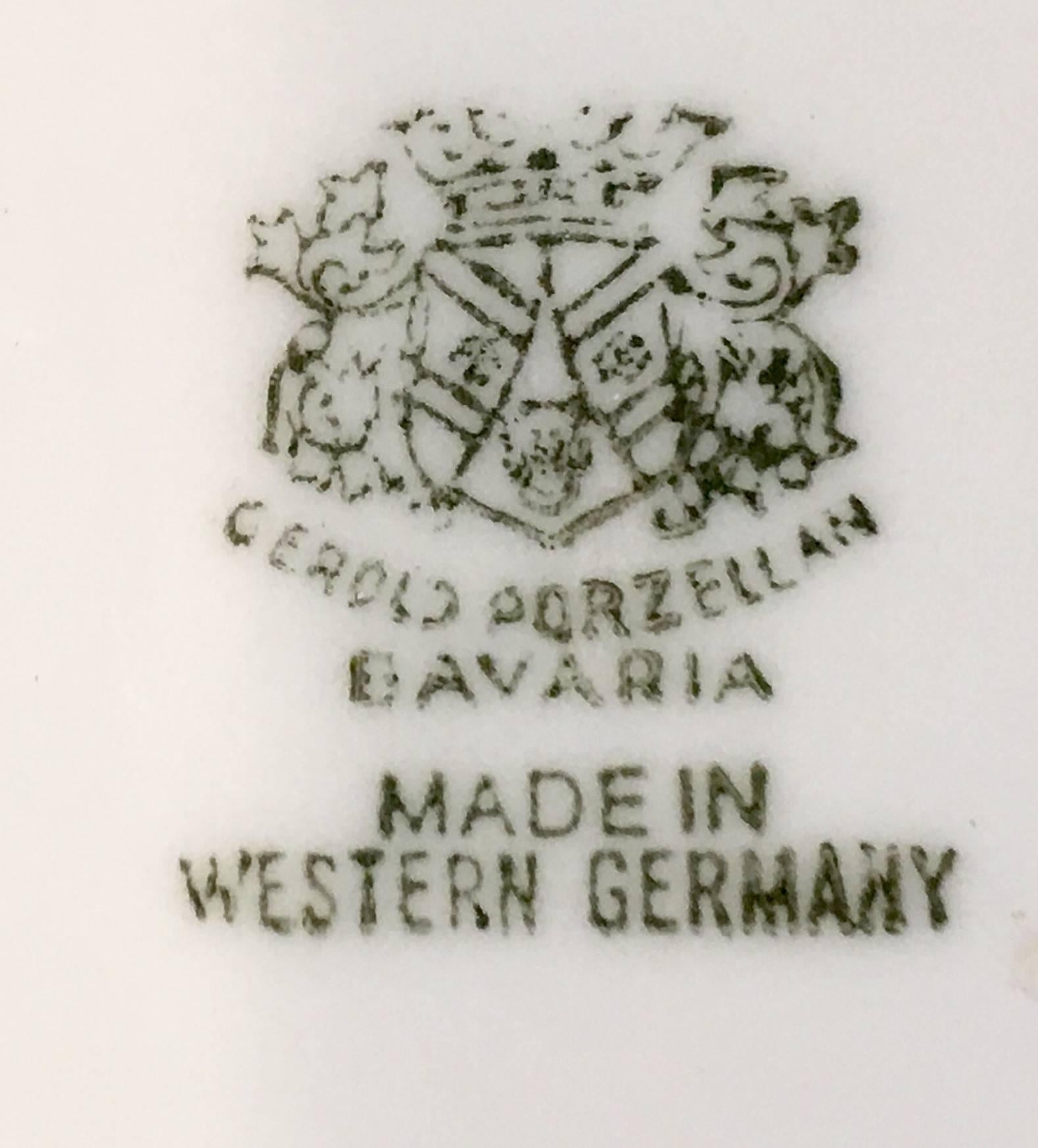 Gold Vintage German Porcelain Two Handle Fruit Tray