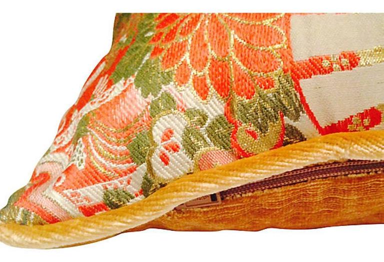 Vintage Japanese Silk Obi Kimono and Velvet Pillow at 1stdibs