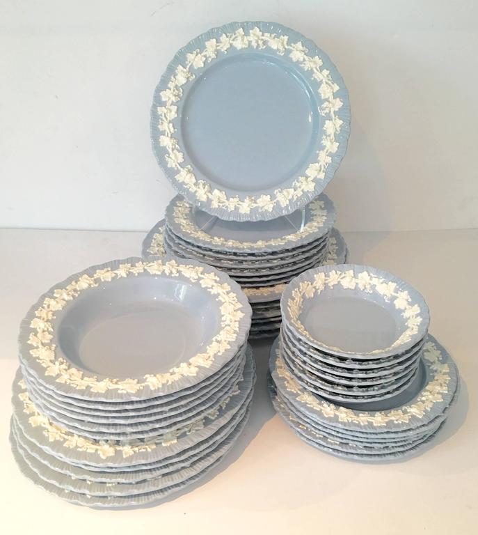 1950s Wedgwood England Embossed QueensWare, Set of 36 at 1stDibs