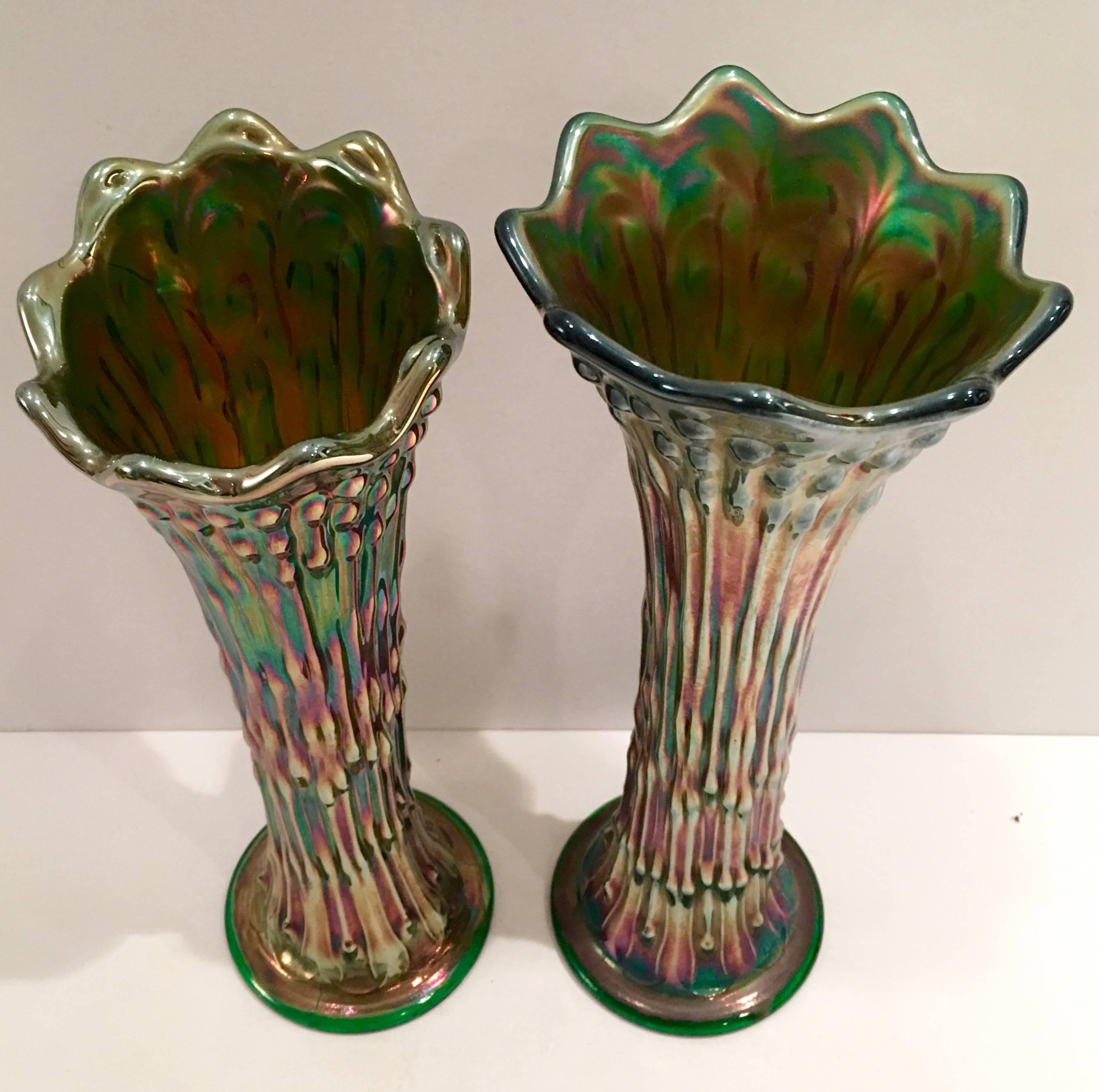 vintage fenton green glass vase