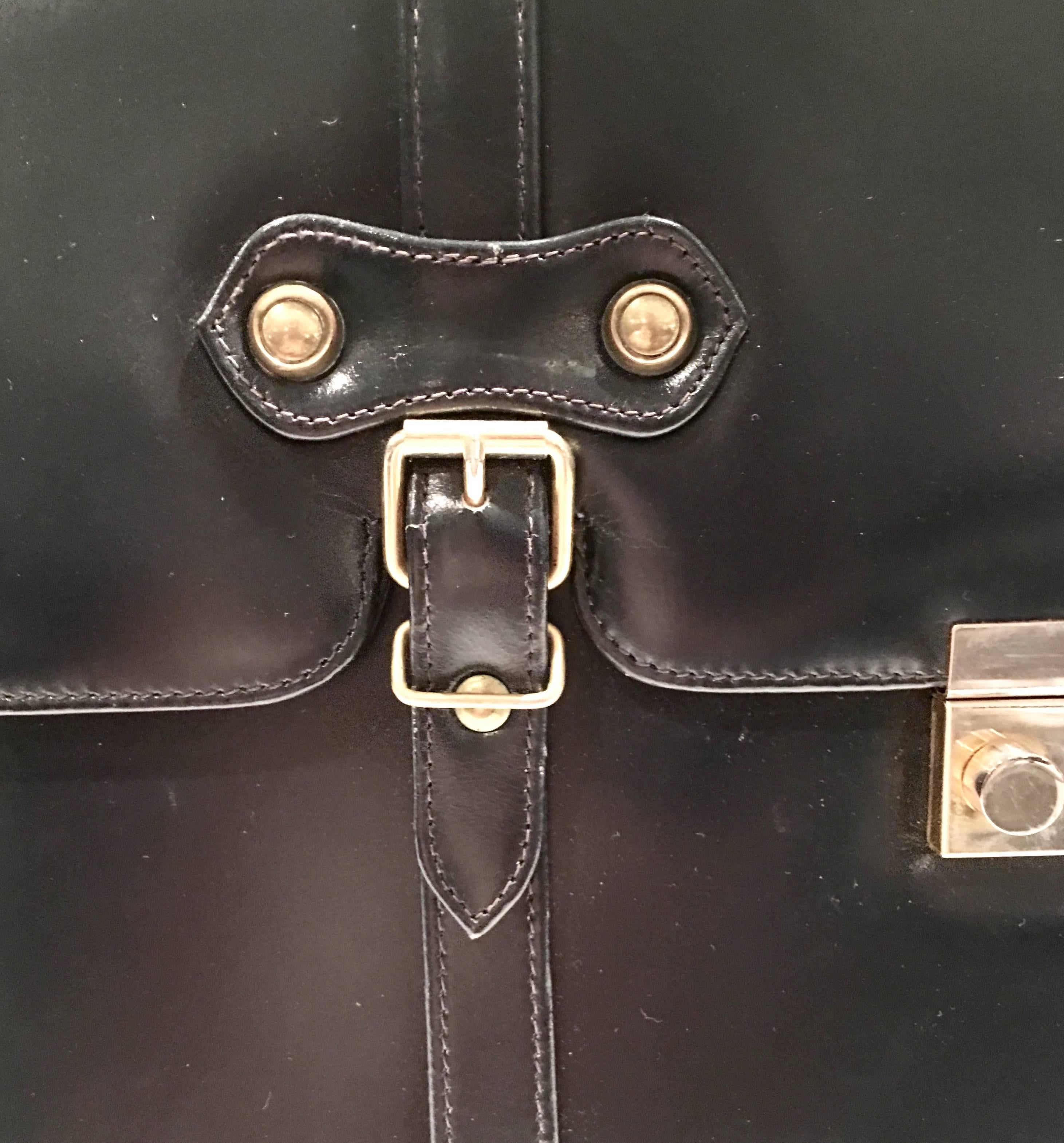 20th Century 1960s Dofan France Navy Blue Leather Handbag