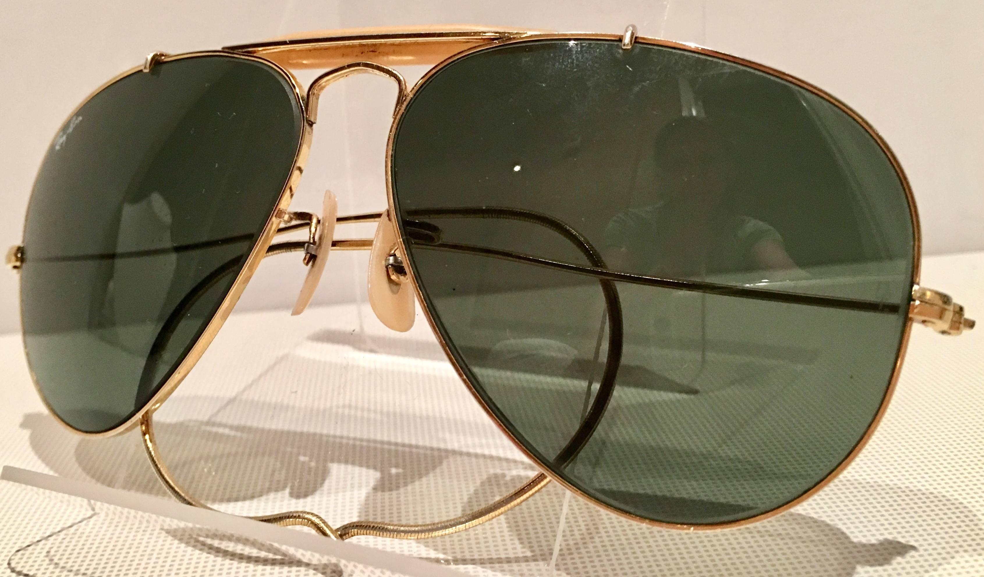American 1960s Ray Ban Classic Pilot's Aviator Gold Plate Sunglasses
