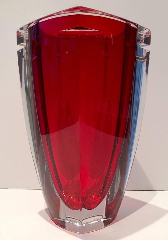Waterford Red Crystal "Metra" Square Vase at 1stDibs