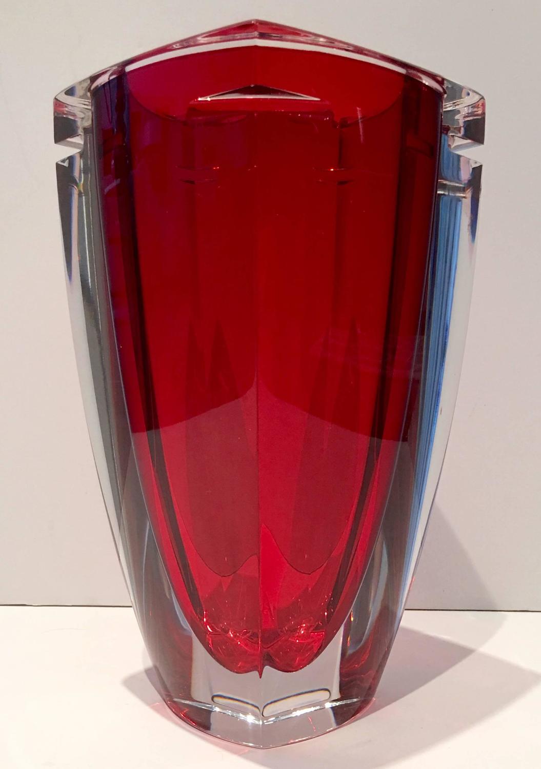 Waterford Red Crystal "Metra" Square Vase at 1stdibs