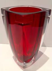 Waterford Red Crystal "Metra" Square Vase