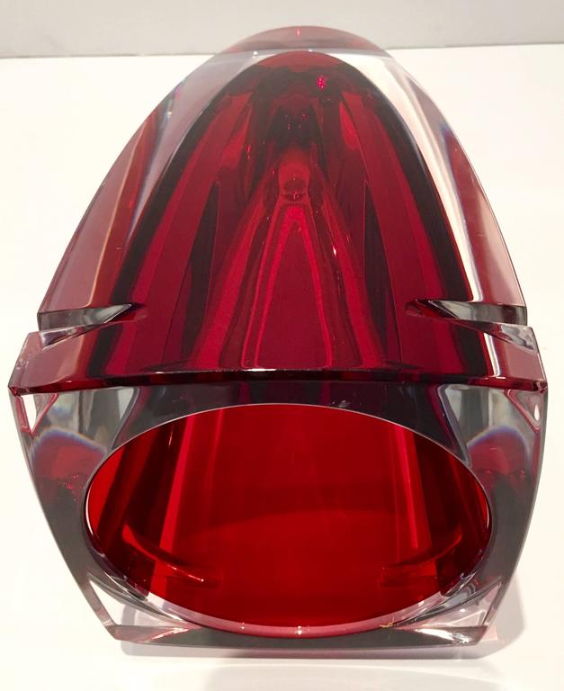 Waterford Red Crystal "Metra" Square Vase at 1stDibs