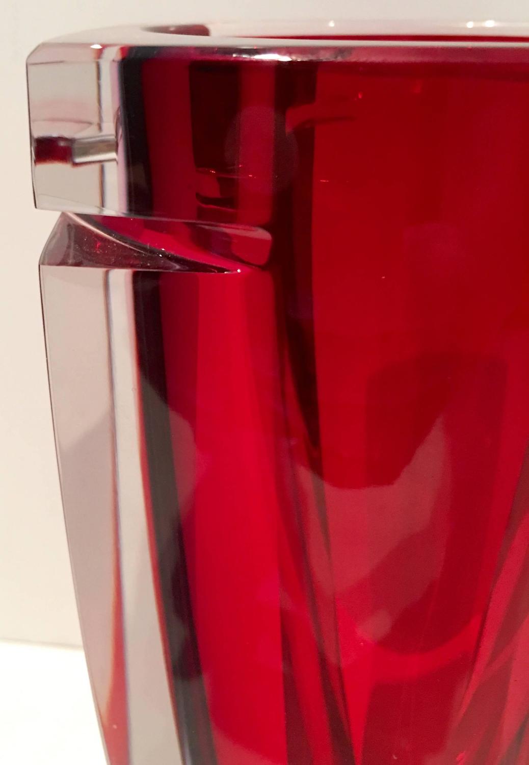 Waterford Red Crystal "Metra" Square Vase at 1stdibs