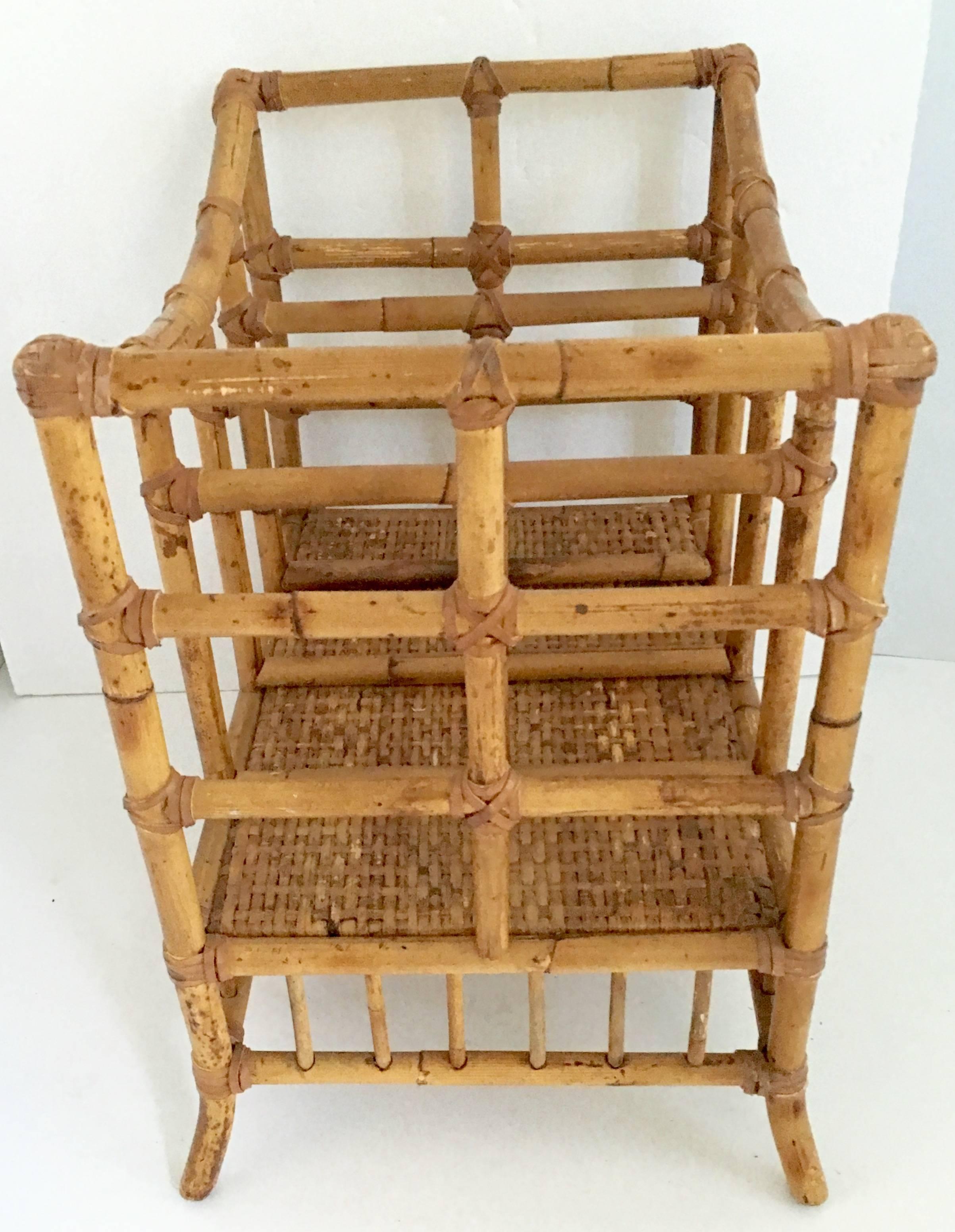 1930s Rattan and Wicker Large Magazine Rack In Excellent Condition In West Palm Beach, FL