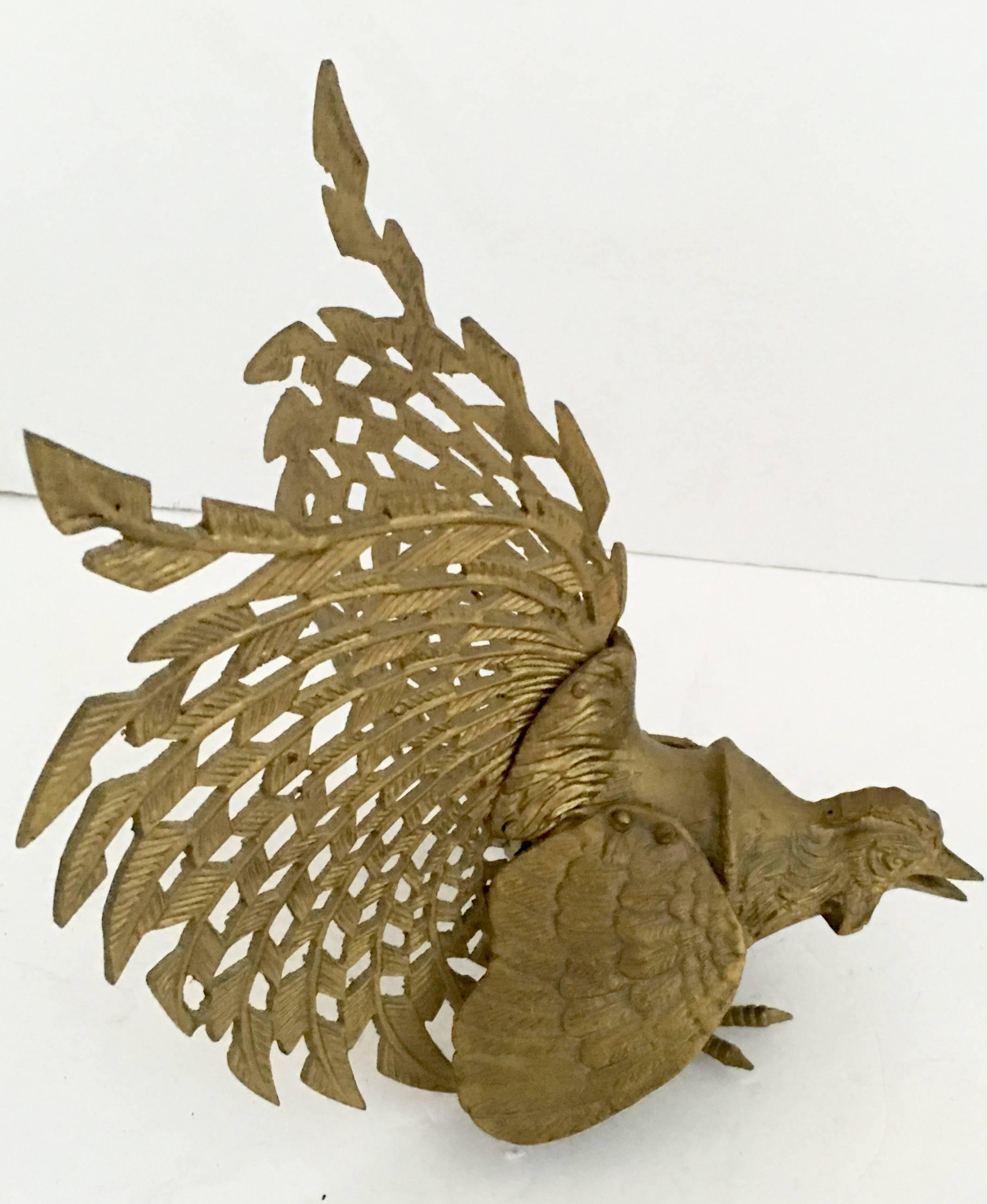 vintage brass fighting roosters