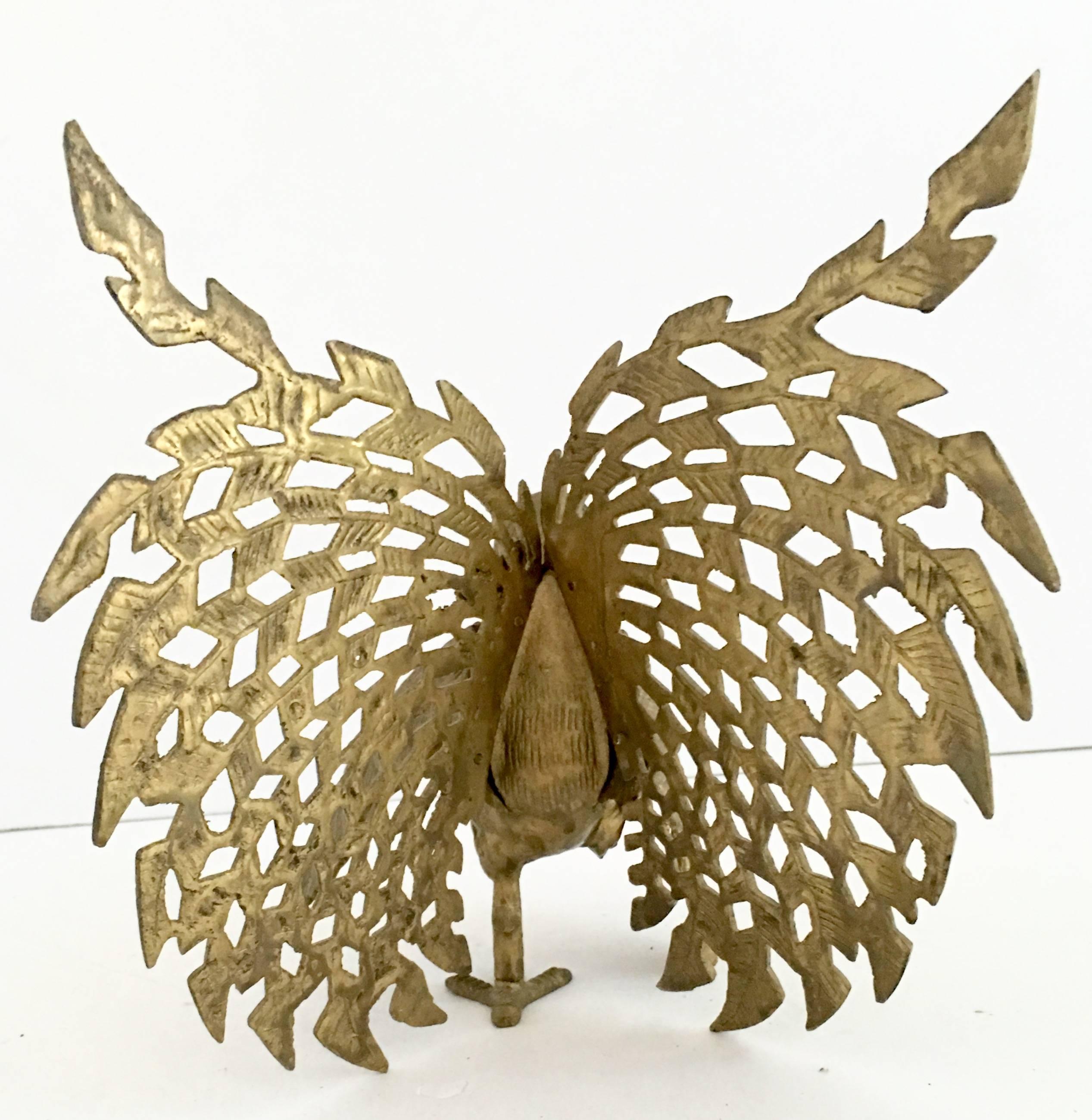 Pair of Italian Solid Brass Fighting Rooster Sculptures 1