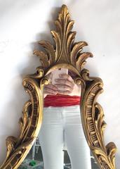 1940's Italian Gold Gilt Wood Carved Tassle Mirror