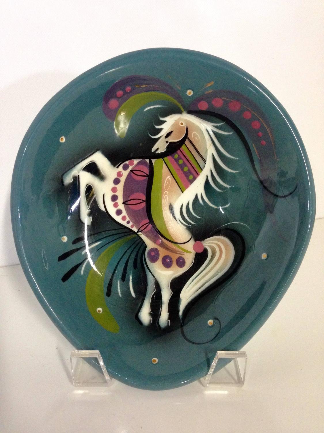 Ceramic HandPainted Horse Dish by Sascha Brastoff For Sale at 1stdibs