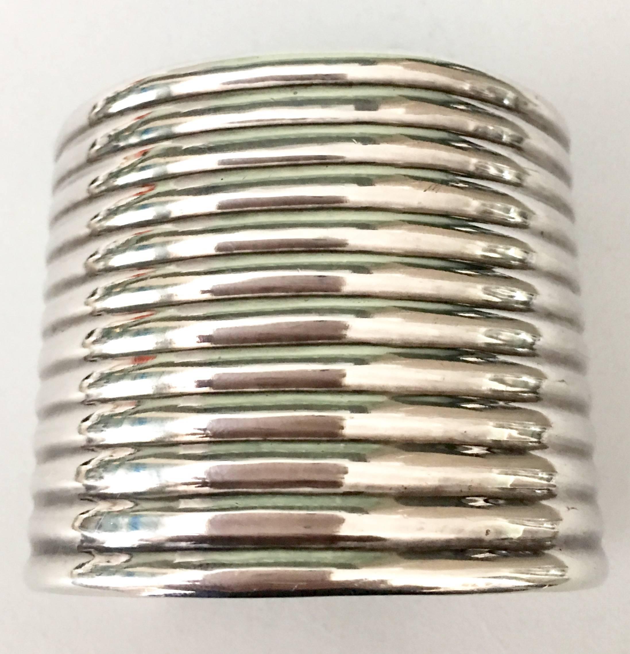 20th Century Vintage 12 Strand Sterling Silver Cuff Bracelet 