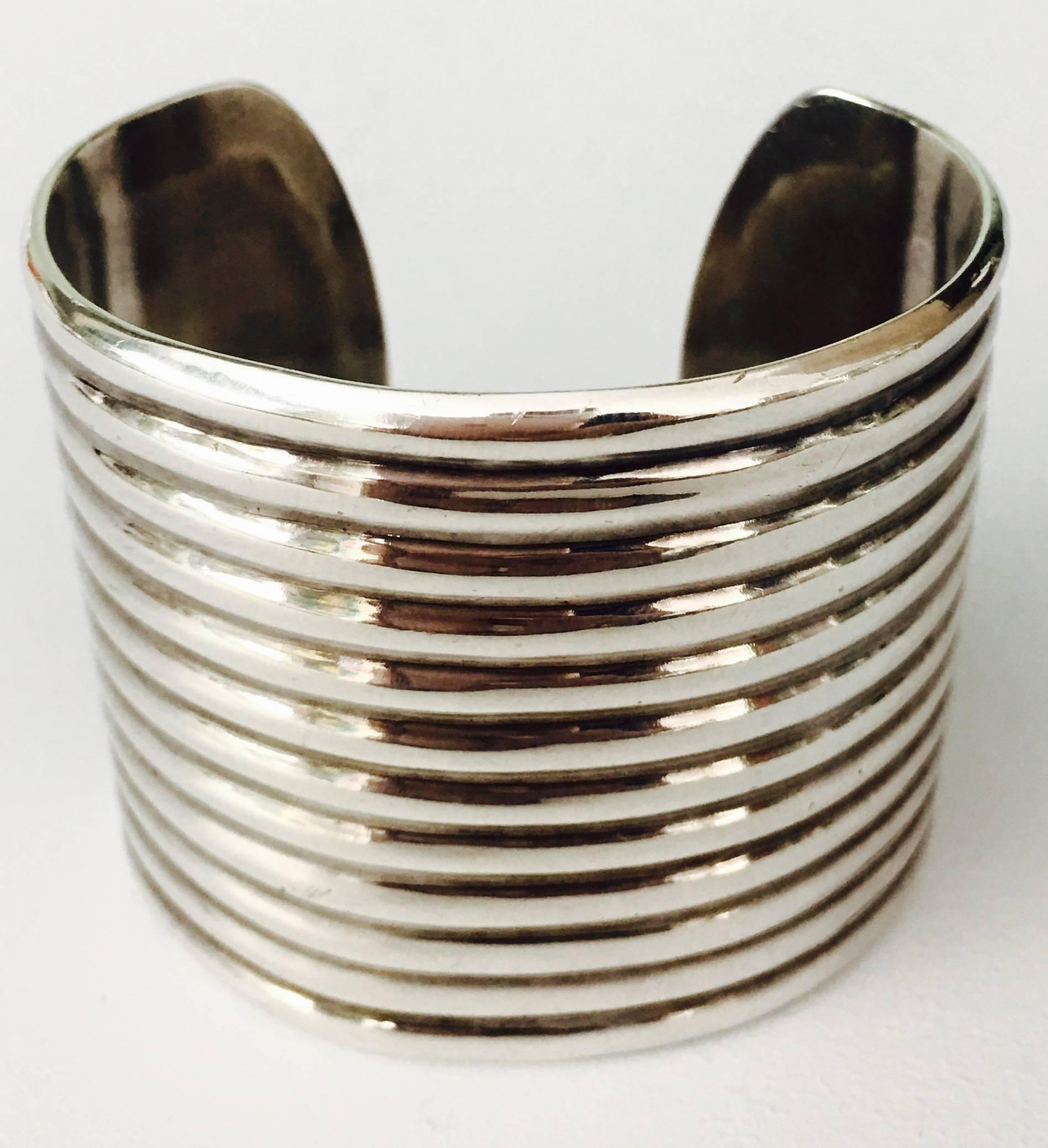Mexican Vintage 12 Strand Sterling Silver Cuff Bracelet 