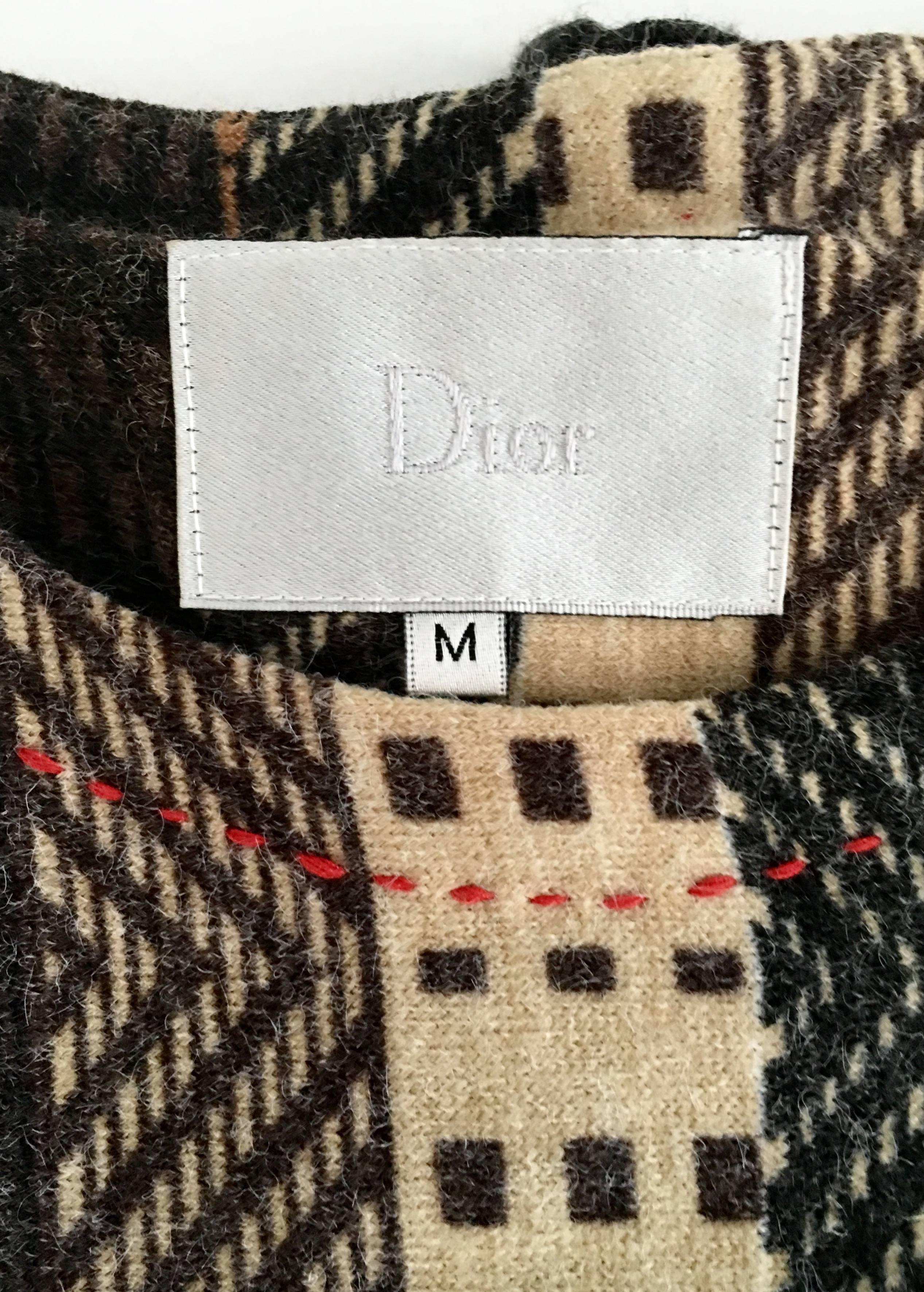 Vintage Christian Dior Art Deco Motif Wool Sweater Dress For Sale 3