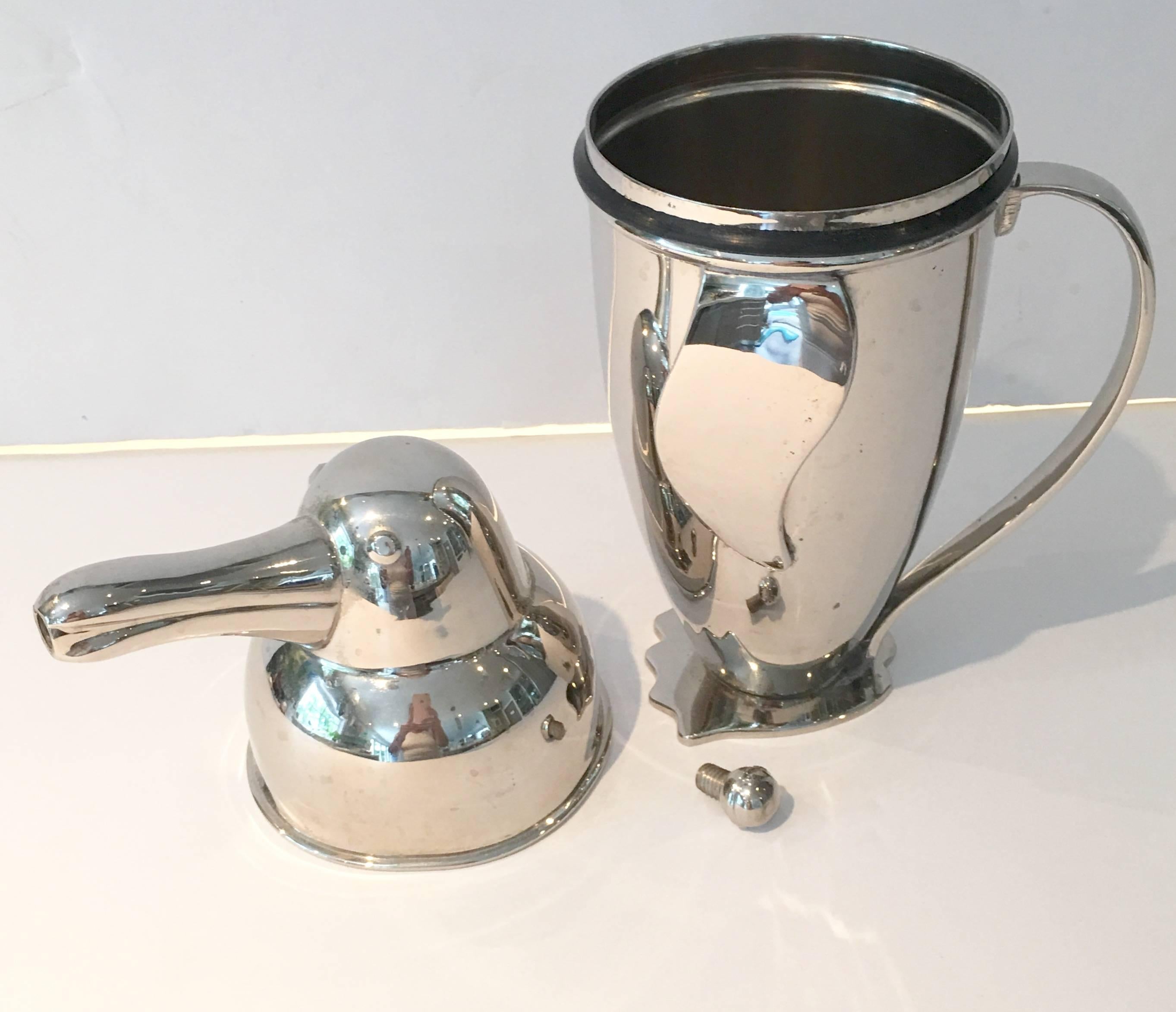 Indian Silver Plate Large Penguin Cocktail Shaker