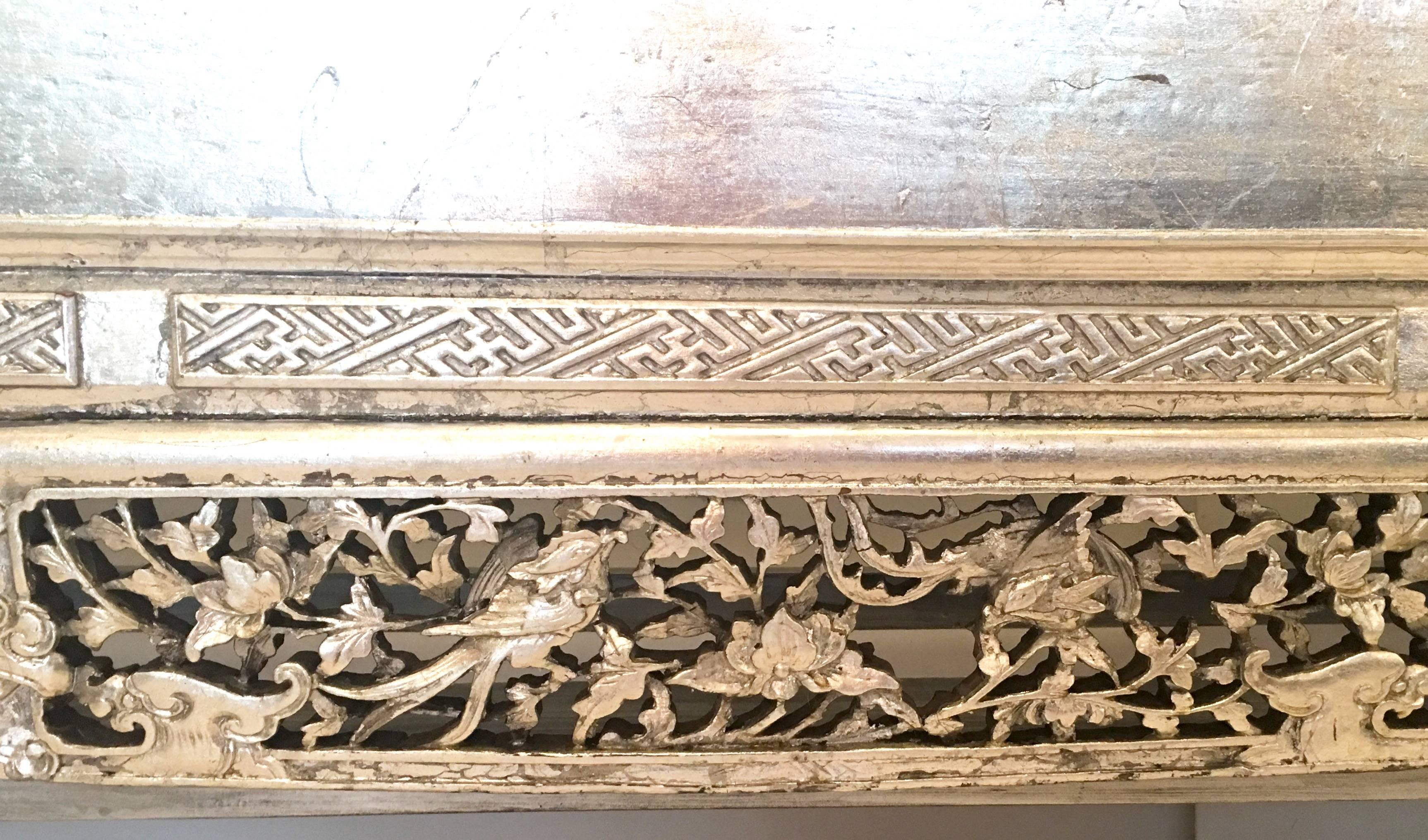 19th Century Silver Chinese Carved Wood 