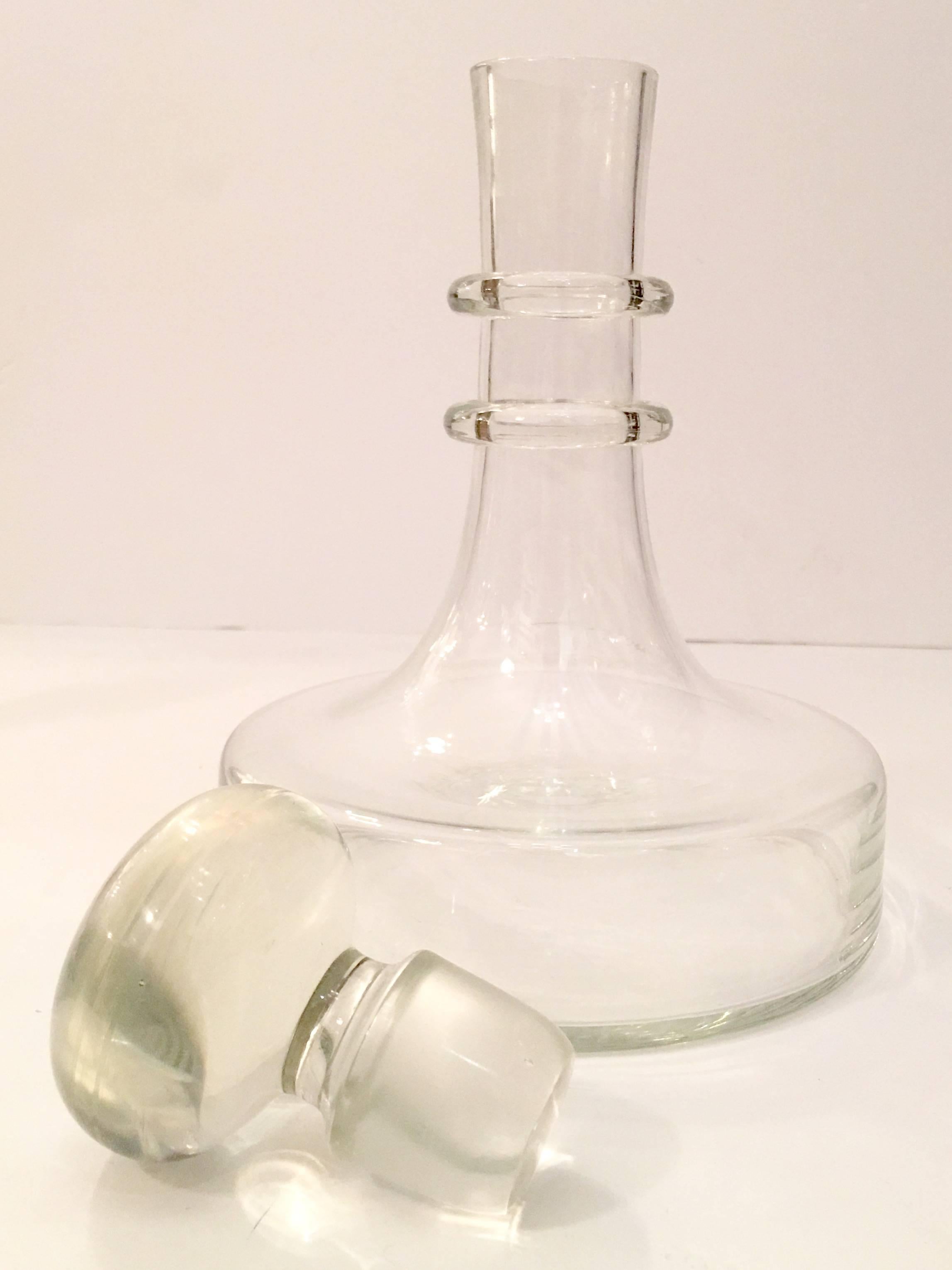 1930'S Crystal Clear Two Ring Decanter & Stopper In Excellent Condition In West Palm Beach, FL